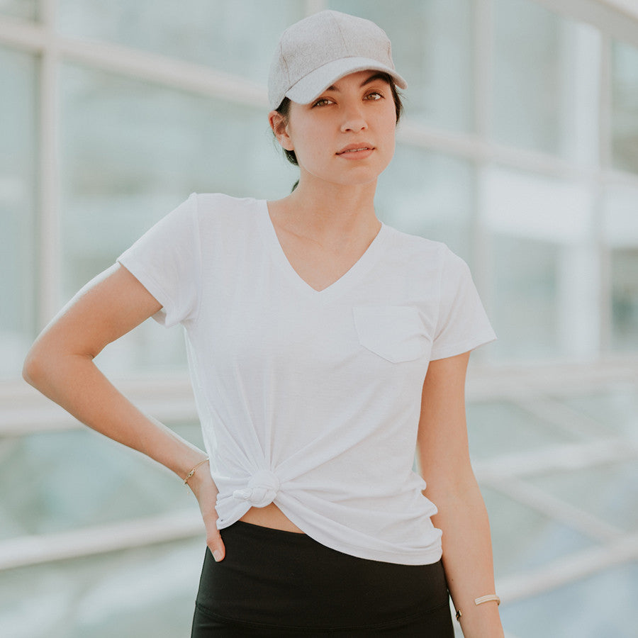 Premium Soft Cotton V-Neck T-Shirt for Women - Classic White Basic Tee - Casual Wear, Layering & Everyday Outfits