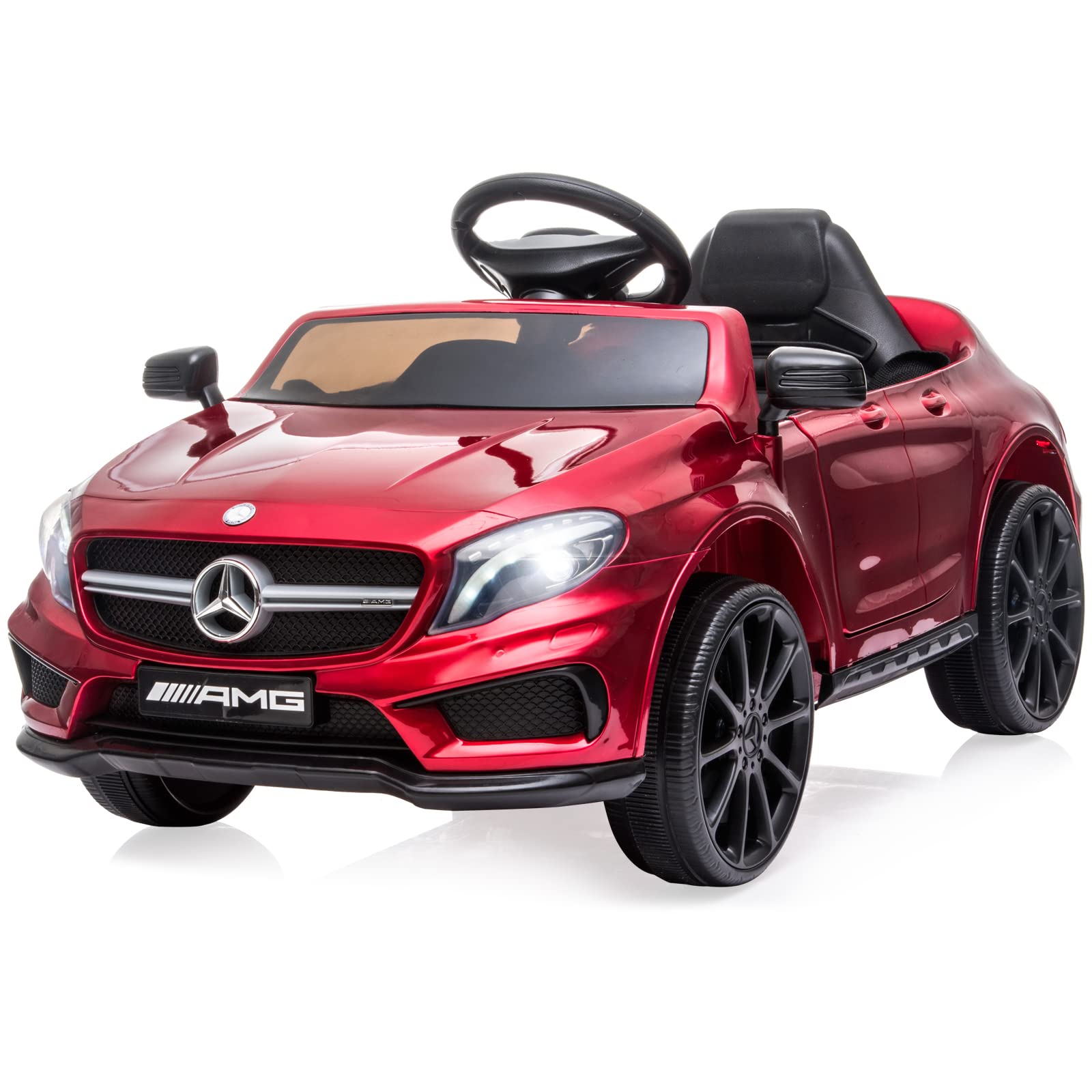 12V Kids Ride On Car with 2.4G Remote Control - Battery Powered Electric Toy Vehicle for Toddlers with Double Doors, 5-Point Safety Belt & LED Lights (Red) - Perfect for Indoor & Outdoor Play, Birthday Gifts and Family Fun Activities