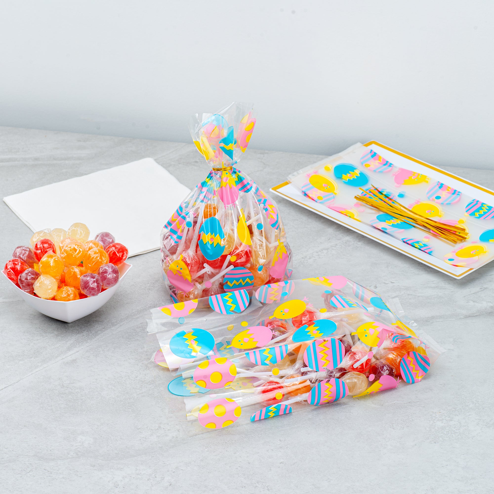 Easter Chick Plastic Candy Bags - Gusseted 5x3x11 Inches - 4000 Count Bulk Pack - Perfect for Easter Treats, Party Favors & Candy Packaging