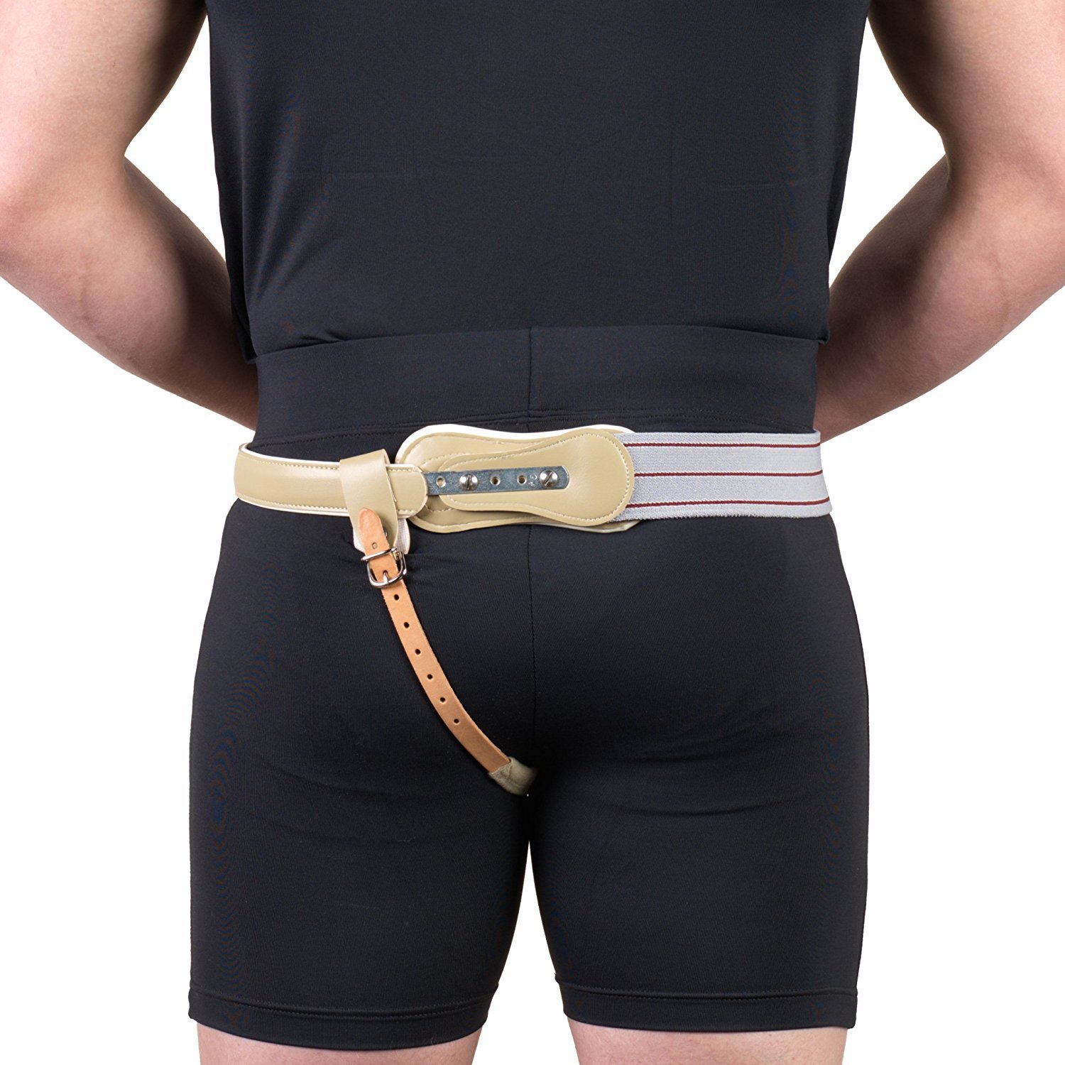 **Men's Inguinal Hernia Truss with Single Spring & Scrotal Pad - Elastic Support Belt for Left Side (38 Inch Hip) - Ideal for Post-Surgery Recovery & Daily Comfort**