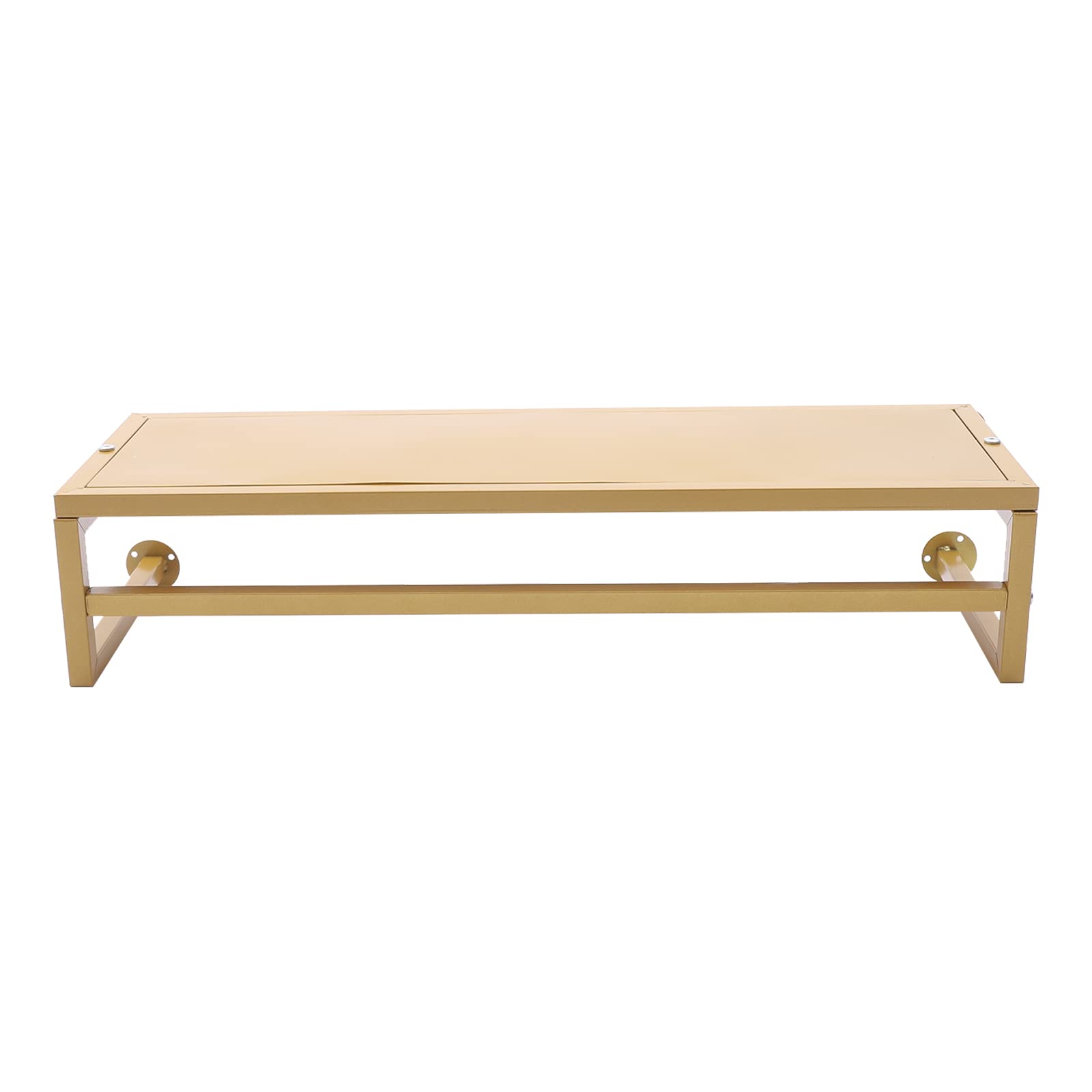 Gold Industrial Pipe Floating Shelf with Clothes Rod - 36 Inch Wall Mounted Rack for Hanging Clothes & Towels | Space-Saving Closet Organizer for Bedroom, Bathroom & Laundry Room Storage