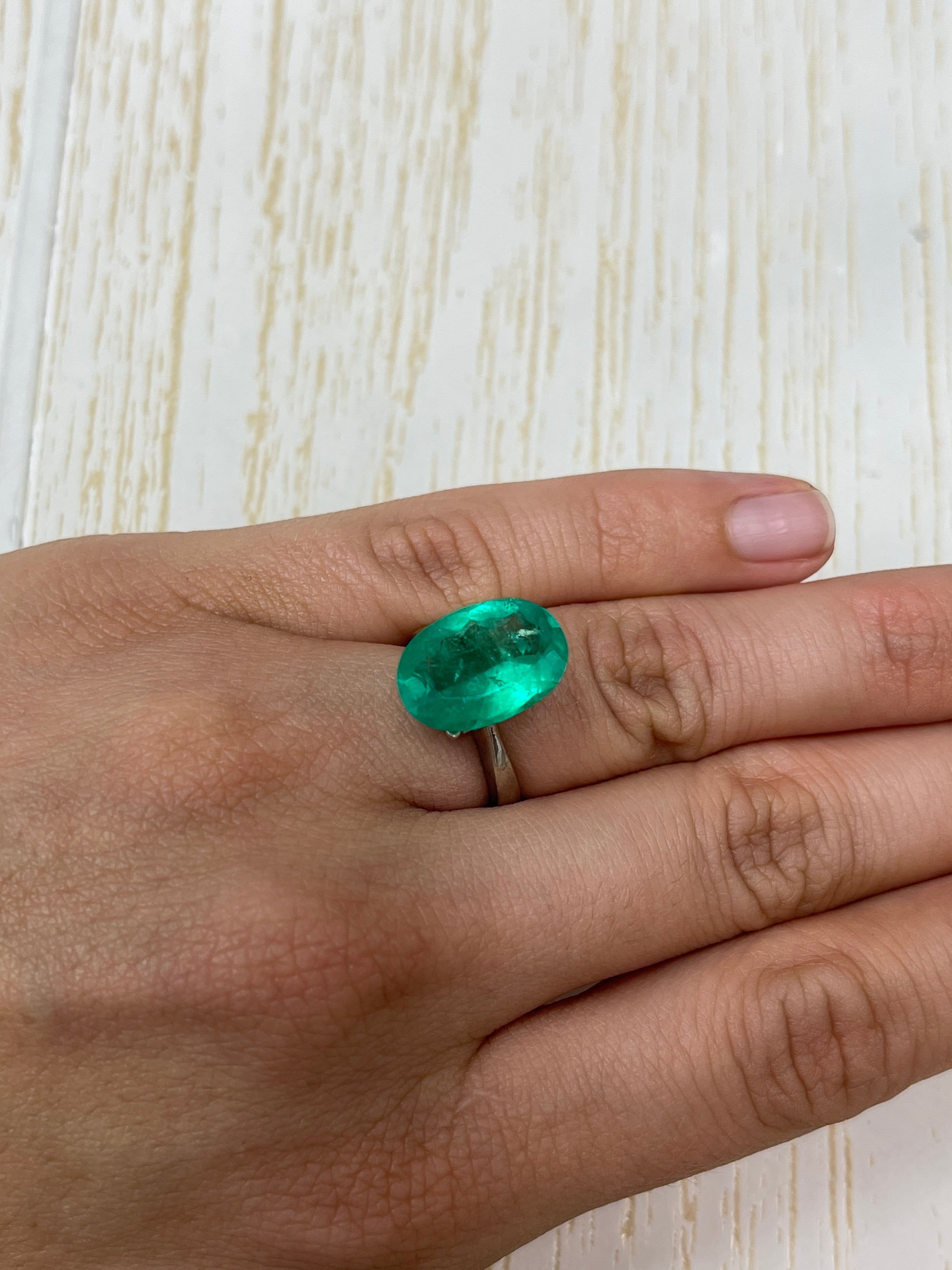 7.00 Carat 16x12mm Yellowish Green Natural Loose Colombian Emerald Oval Cut Gemstone for Jewelry Making, Engagement Rings & Luxury Gifts