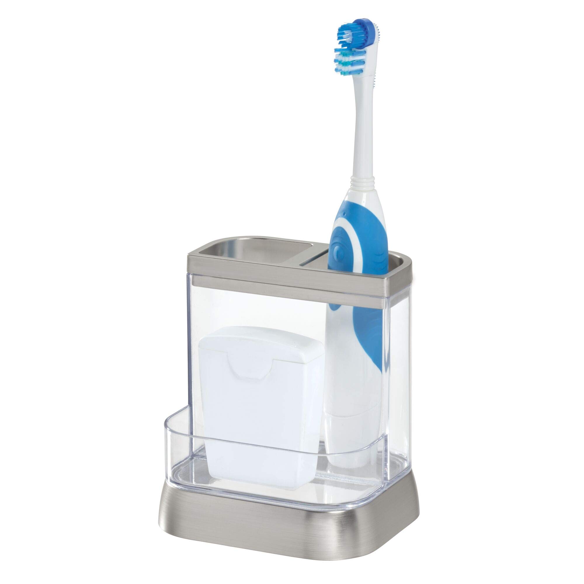 iDesign Haley Vanity Organizer - Clear & Brushed for Bathroom & Desk