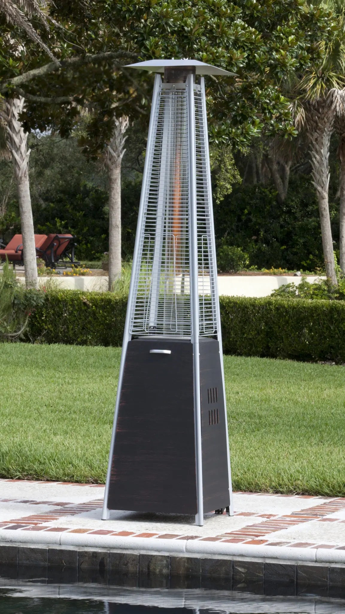 Coronado Brushed Bronze Pyramid Flame Patio Heater - Outdoor Gas Heater for Patio, Deck, Garden & Backyard - Warm & Stylish Heating Solution