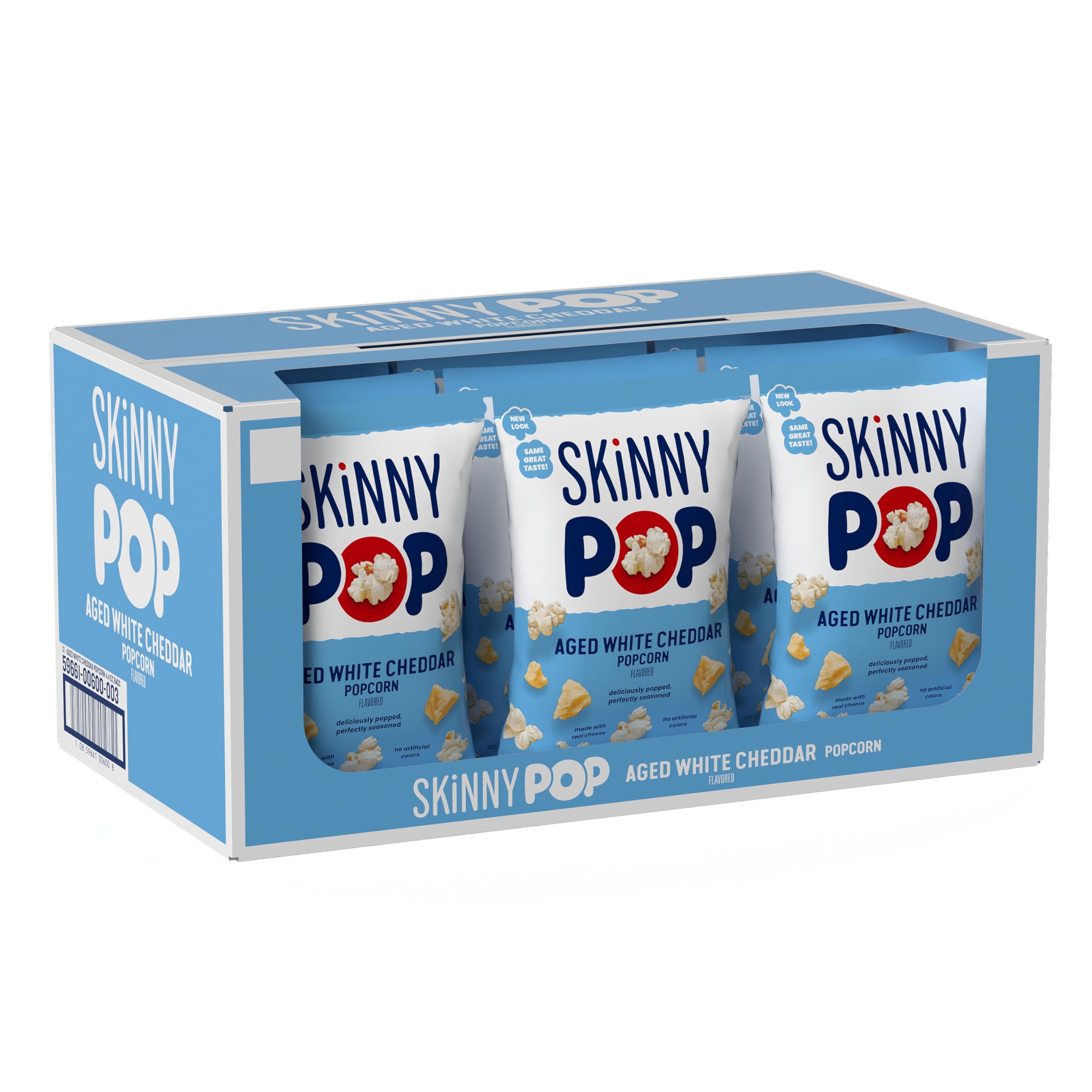 SkinnyPop Aged White Cheddar Popcorn - Gluten Free, Non-GMO, Healthy Snack - 12 Pack (4.4 oz Bags) - Perfect for Movie Nights, Office Snacks & School Lunches