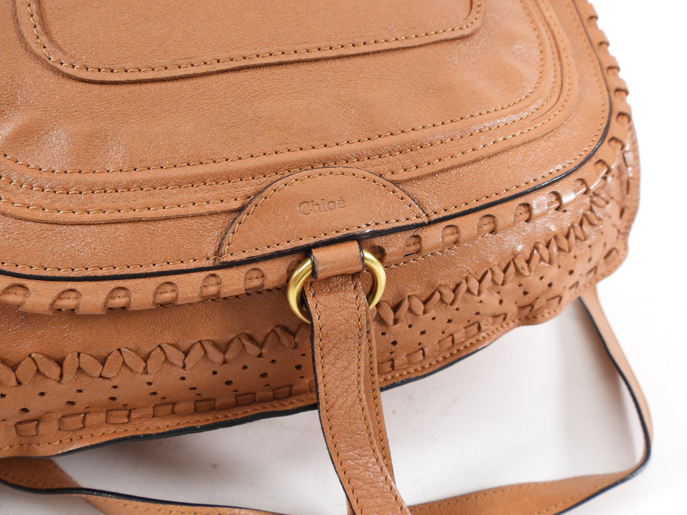 Chloe Tan Leather Large Marcie Two-Way Shoulder Bag - Luxury Designer Handbag for Women | Perfect for Work, Travel & Everyday Use