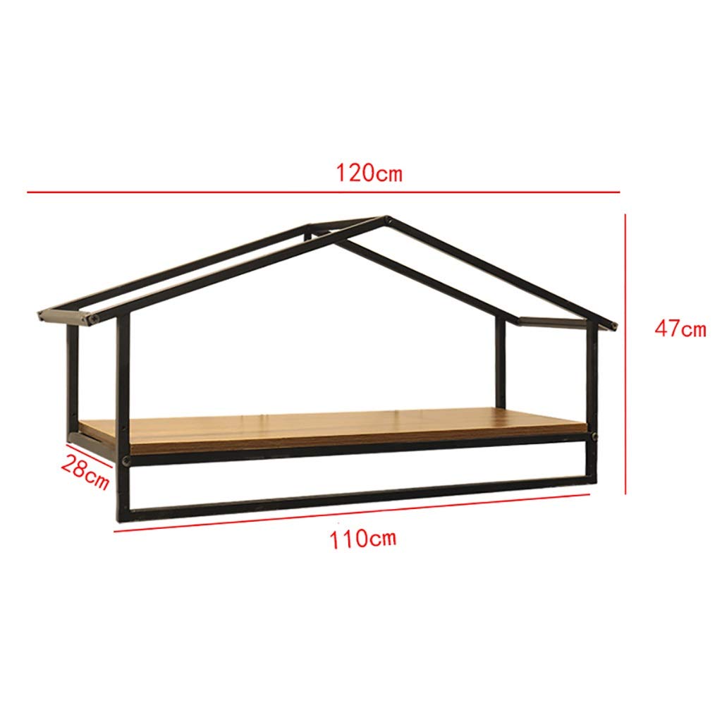 Kids Clothing Display Rack - Wall Mounted Floating Shelves with Garment Rod, Durable Iron Clothes Rack for Boutique (120x28x47cm) - Perfect for Retail Stores, Children's Boutiques & Home Organization