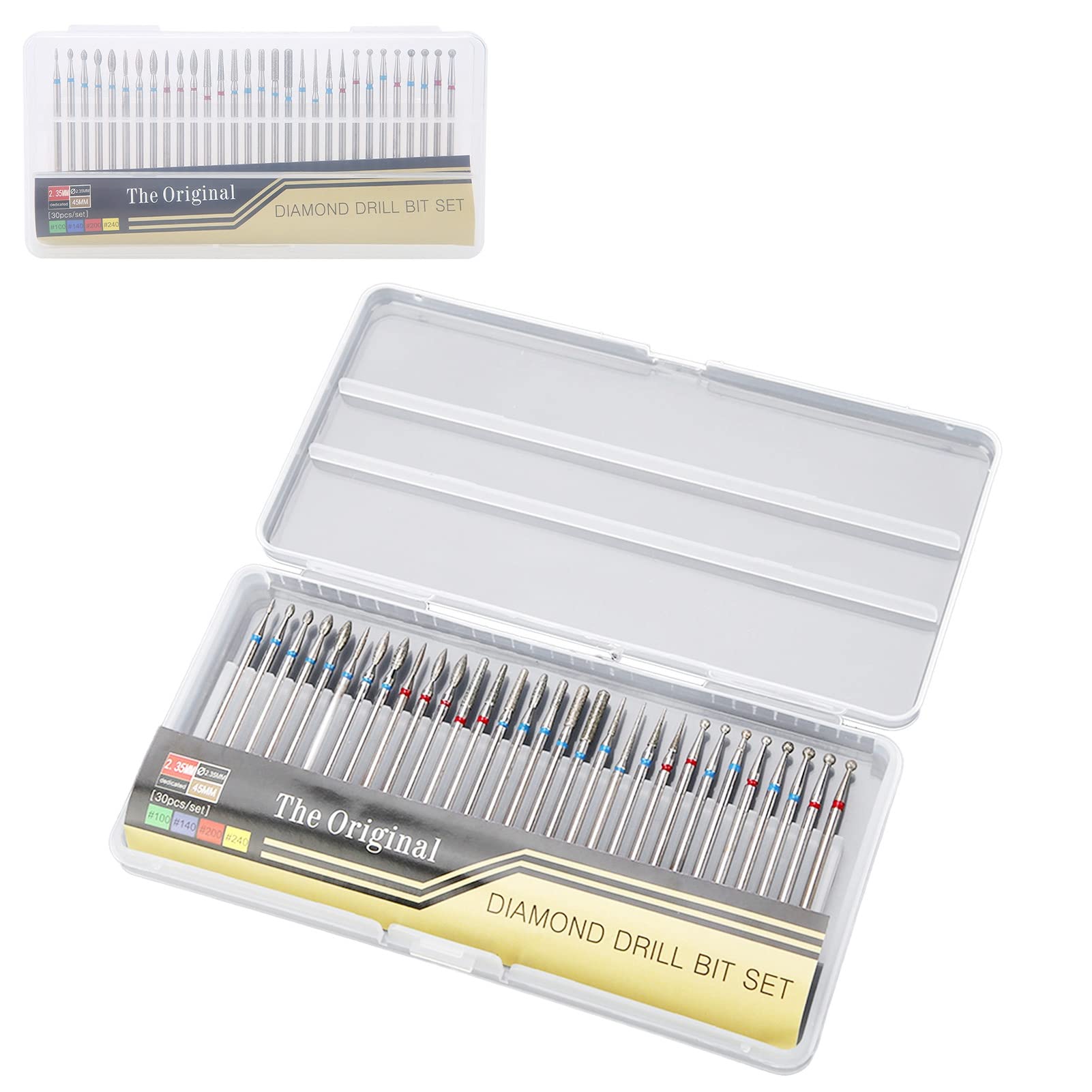 30Pcs Diamond Nail Drill Bits Set for Manicure & Pedicure - Professional Nail Art Grinding, Cuticle Cleaner & Dead Skin Removal - Perfect for Home & Salon Use