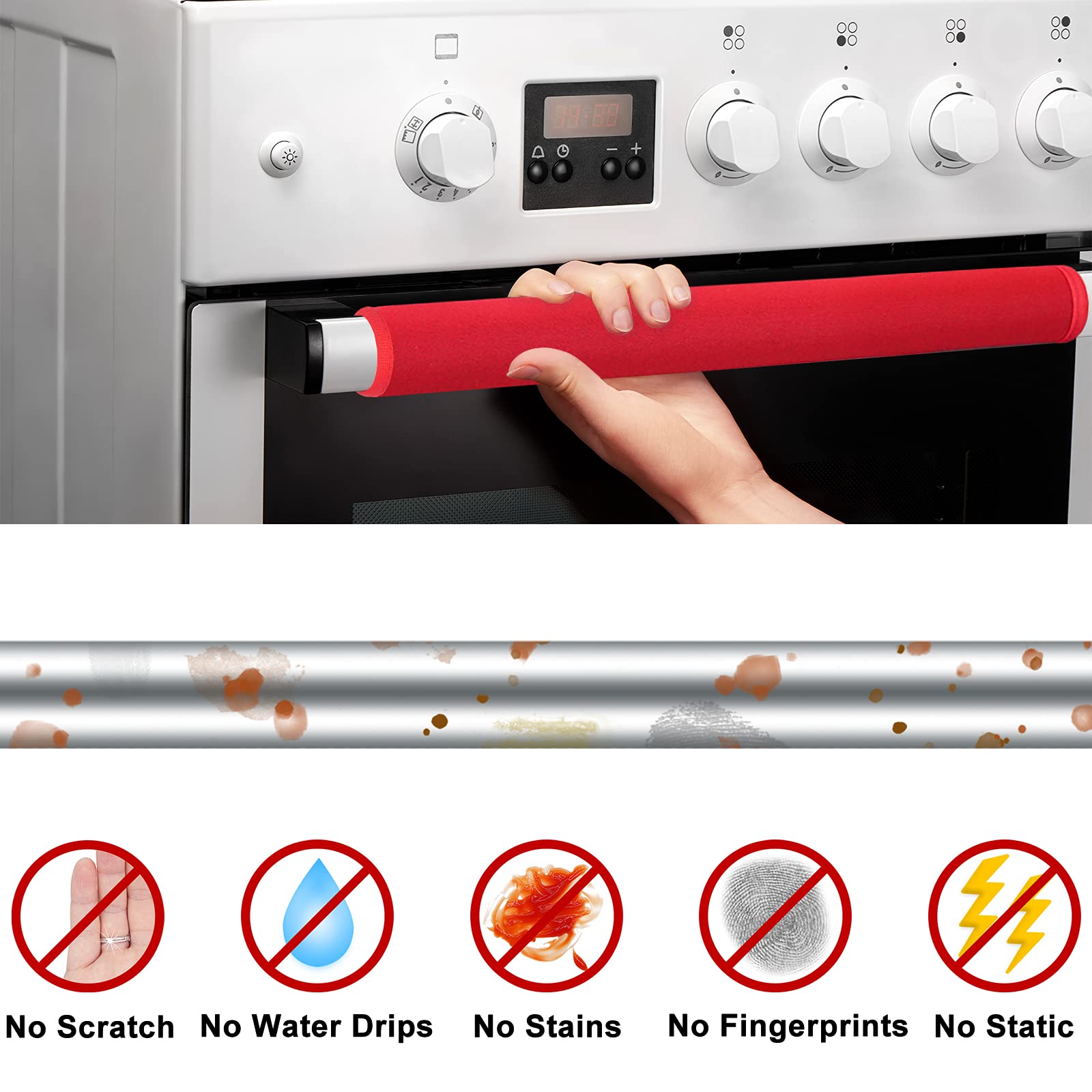 6-Pack Refrigerator Door Handle Covers - Kitchen Appliance Handle Protectors for Fridge, Microwave & Dishwasher - Fingerprint & Stain Resistant - Keep Clean & Hygienic - Perfect for Home, Office & Restaurant Use
