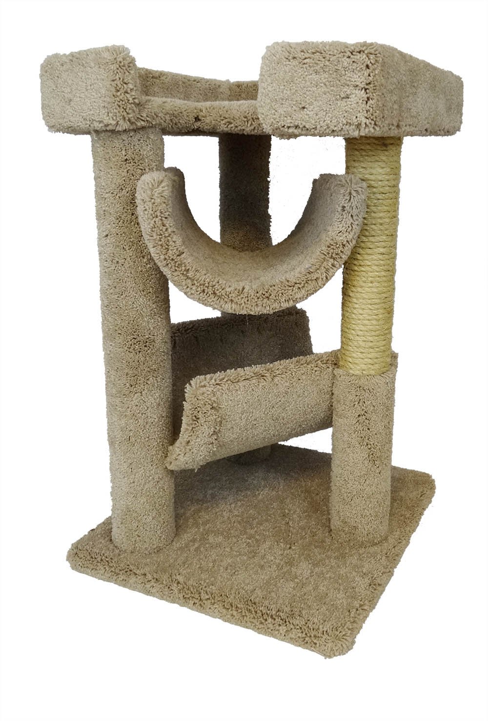 Premium Cat Condo with Scratching Posts & Lounge - Beige Cat Tree for Indoor Cats | Perfect for Play, Rest & Climbing