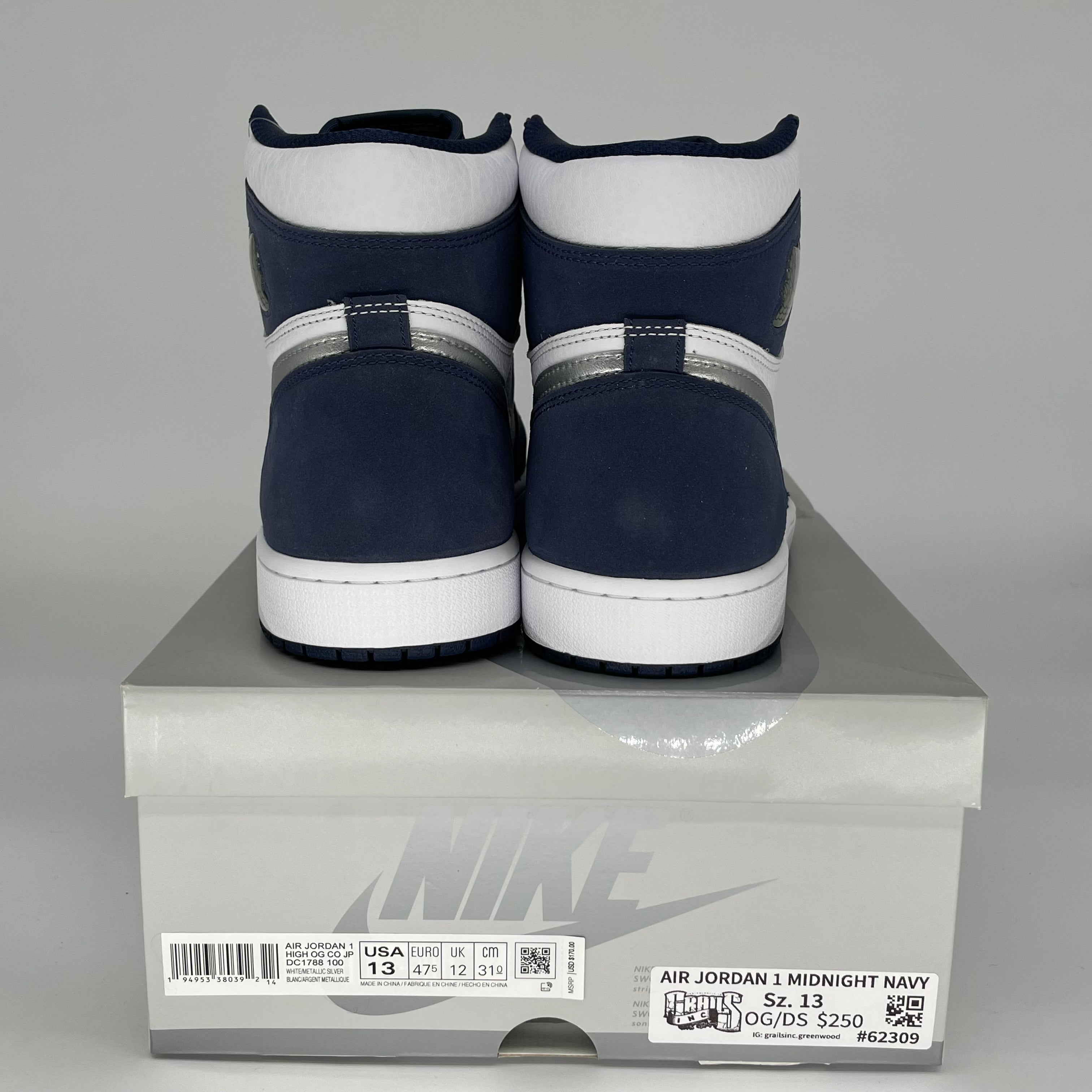 Original Air Jordan 1 CO Japan Midnight Navy Men's Basketball Shoes Size 13 (DC1788-100) - Retro Sneakers for Streetwear & Casual Outfits