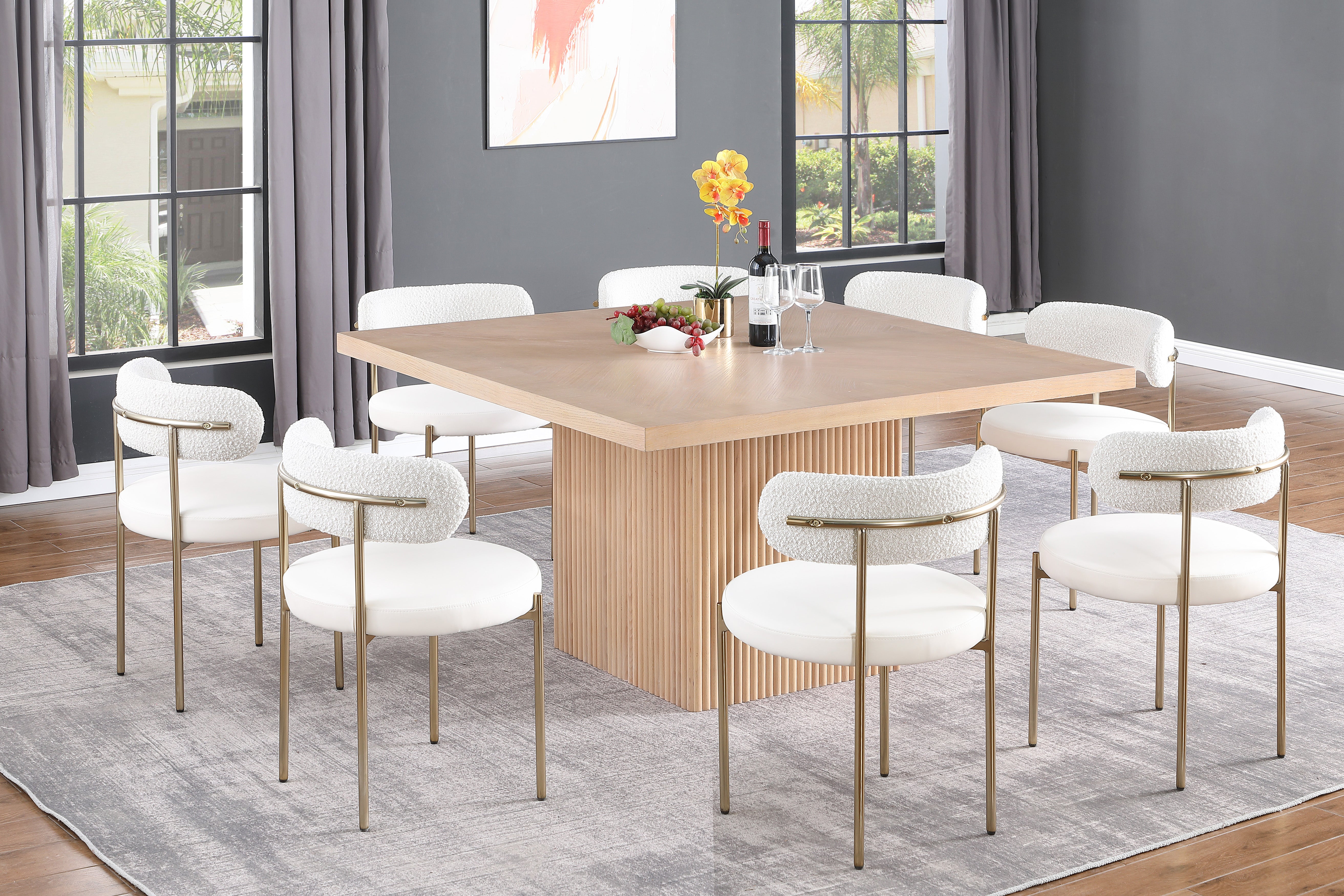 Belinda Dining Table - Modern Wooden Dining Table for 6, Farmhouse Style Kitchen Table with Extendable Leaf - Perfect for Family Dinners & Entertaining Guests