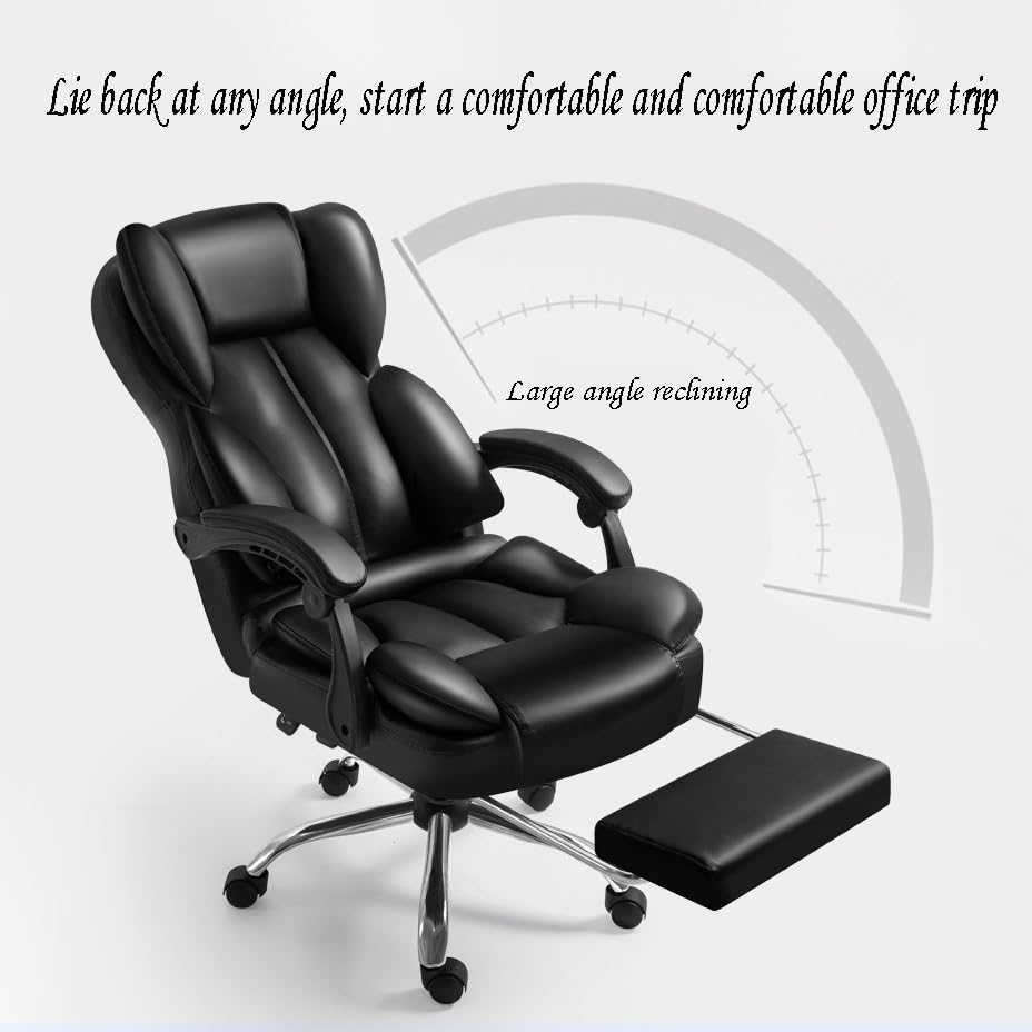 Premium Ergonomic Executive Office Chair - 360° Swivel, Adjustable High-Back Leather Computer Desk Chair with Smooth-Rolling Casters & Lumbar Support (Fixed-Point Massage) - Ideal for Home Office, Gaming & Professional Workspaces