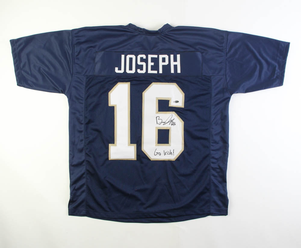 Brandon Joseph Autographed Blue Notre Dame Fighting Irish Football Jersey - Authentic Signed Collectible for Fans & Memorabilia Enthusiasts - Perfect for Display, Gifting, and Game Day Spirit