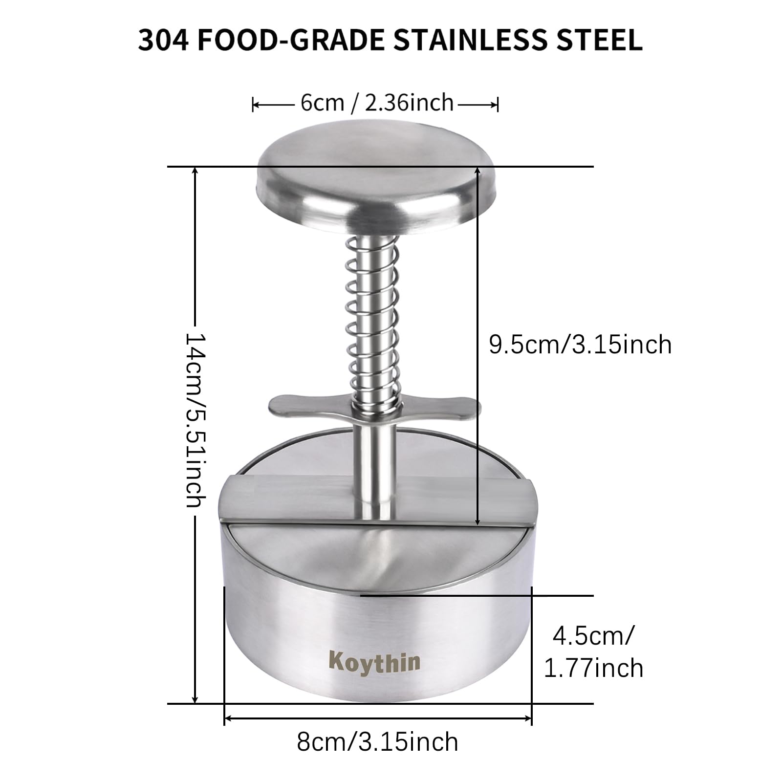 Koythin Adjustable Hamburger Patty Press Maker - Non Stick Burger Patty Mold Cutter Former for BBQ, Grilling & Homemade Burgers (8cm Diameter) - Perfect for Backyard Cookouts, Picnics & Restaurant-Style Burgers at Home