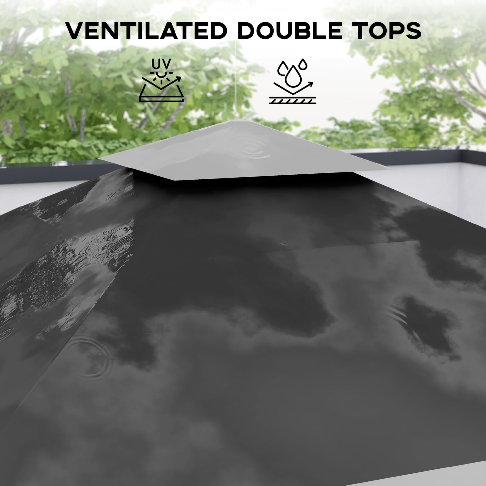 GARVEE 13x13 Pop Up Gazebo Outdoor Canopy Shelter with 4 Sandbags & 8 Stakes - Instant Setup Tent for Lawn, Garden, Backyard, Deck, Camping & Picnic (Charcoal Gray + Light Gray) - Perfect for Outdoor Parties, BBQ, Beach & Patio Shade
