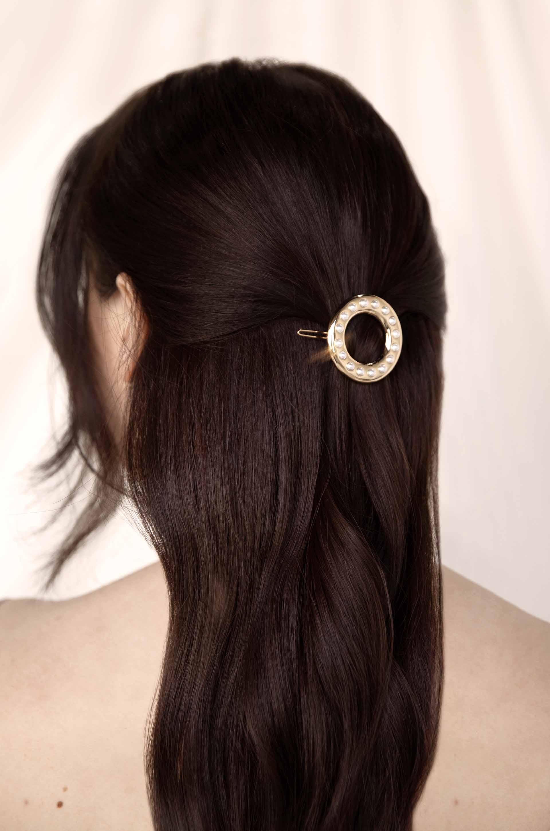 Classic Golden Donut Barrette Hair Clip - Vintage Style Hair Accessories for Women & Girls - Perfect for Parties, Weddings & Everyday Wear