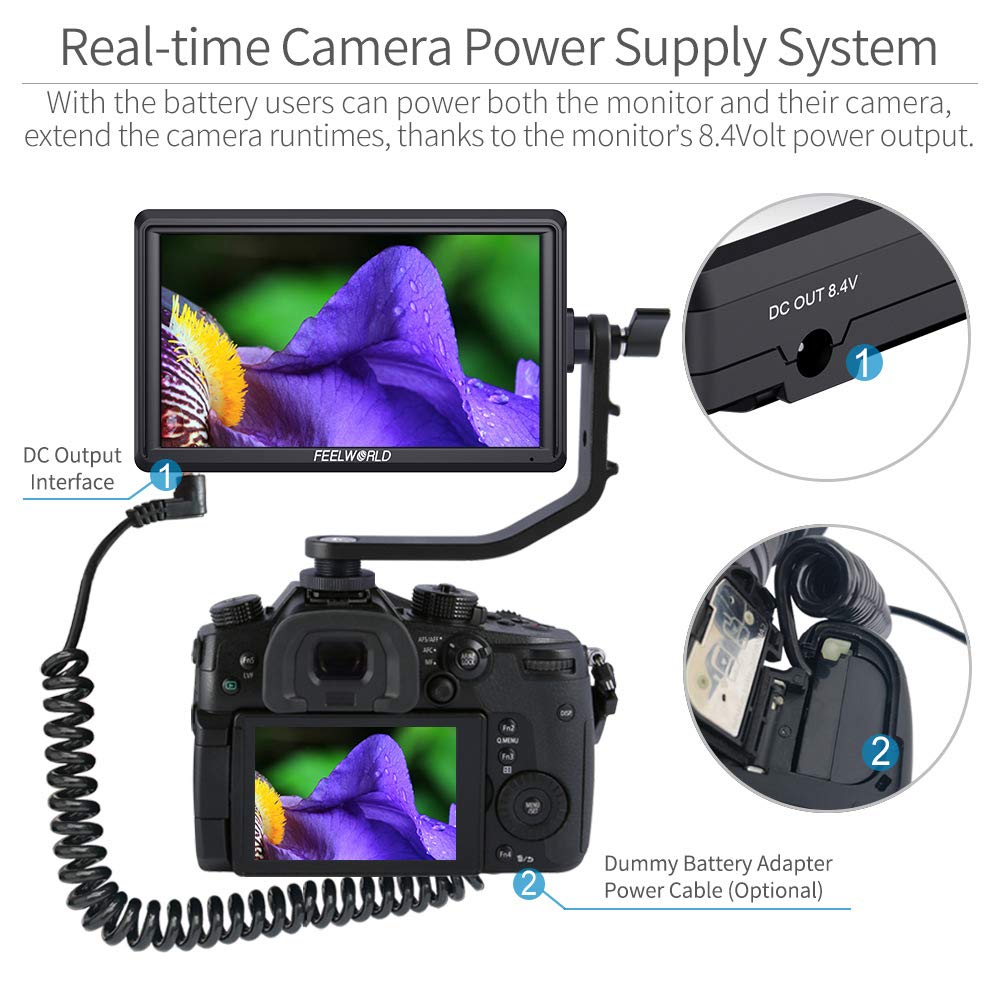 FEELWORLD S55 6 Inch Full HD 1920x1080 IPS DSLR Camera Field Monitor with 4K HDMI, LUT, Peaking Focus Assist - Professional Video Accessory for Filmmaking, Vlogging & Outdoor Shooting