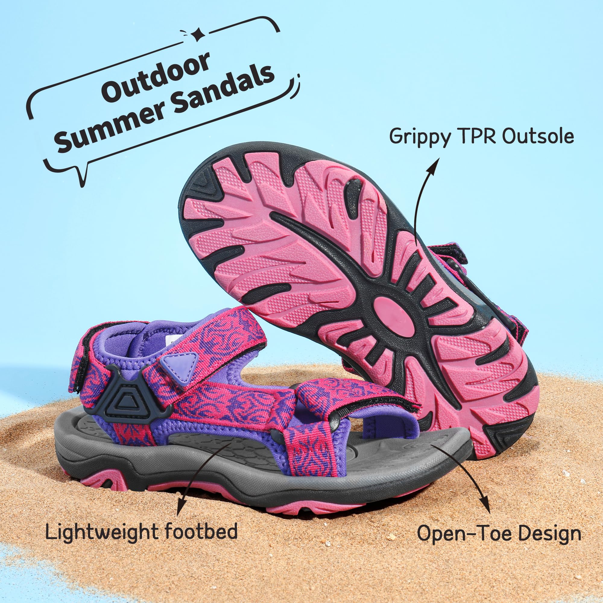 DREAM PAIRS Kids Lightweight Adjustable Strap Summer Sandals for Toddler Little Kid Big Kid - Perfect for Beach, Pool & Outdoor Adventures