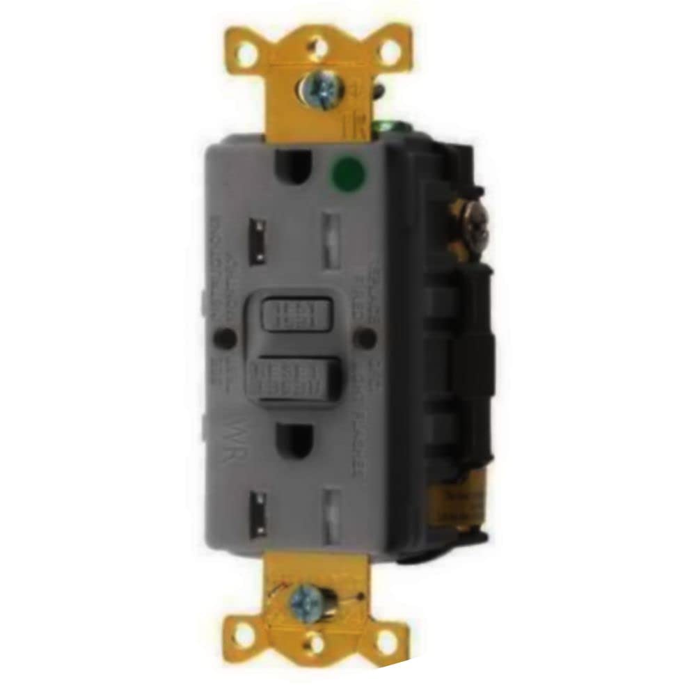 15A 125V GFCI Outlet Receptacle, 5-15R Tamper Resistant Gray - Ideal for Home, Kitchen, Bathroom & Outdoor Electrical Safety