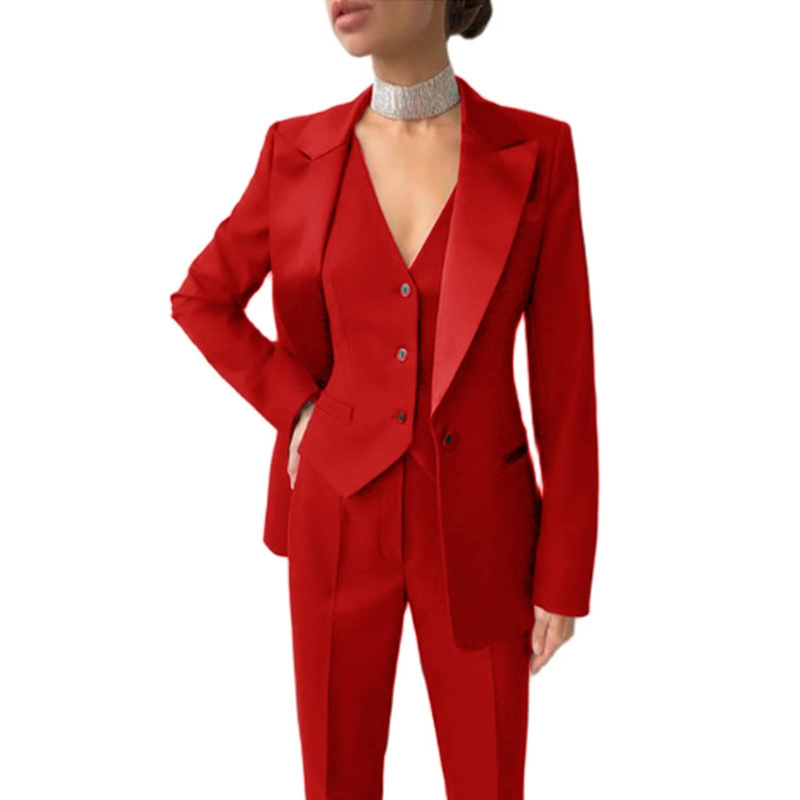 Women's Long Double Breasted Blazer Jacket Suit - Formal Wedding Party Business Attire for Women - Perfect for Office, Cocktail Events & Special Occasions