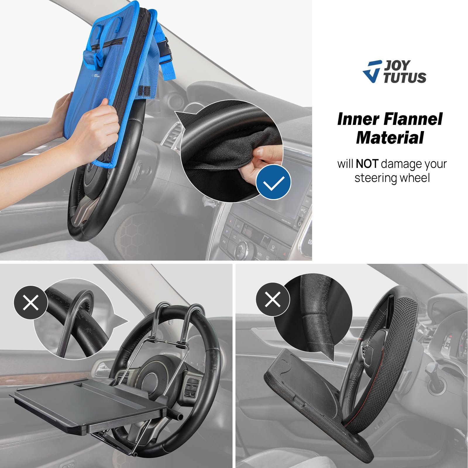 JOYTUTUS 3-in-1 Steering Wheel Eating Tray & Car Backseat Laptop Desk - Blue | Multifunctional Car Office Organizer for Writing, Working & Dining | Perfect for Commuters, Kids & Family Road Trips | Ideal for Meals, Work & Entertainment on the Go