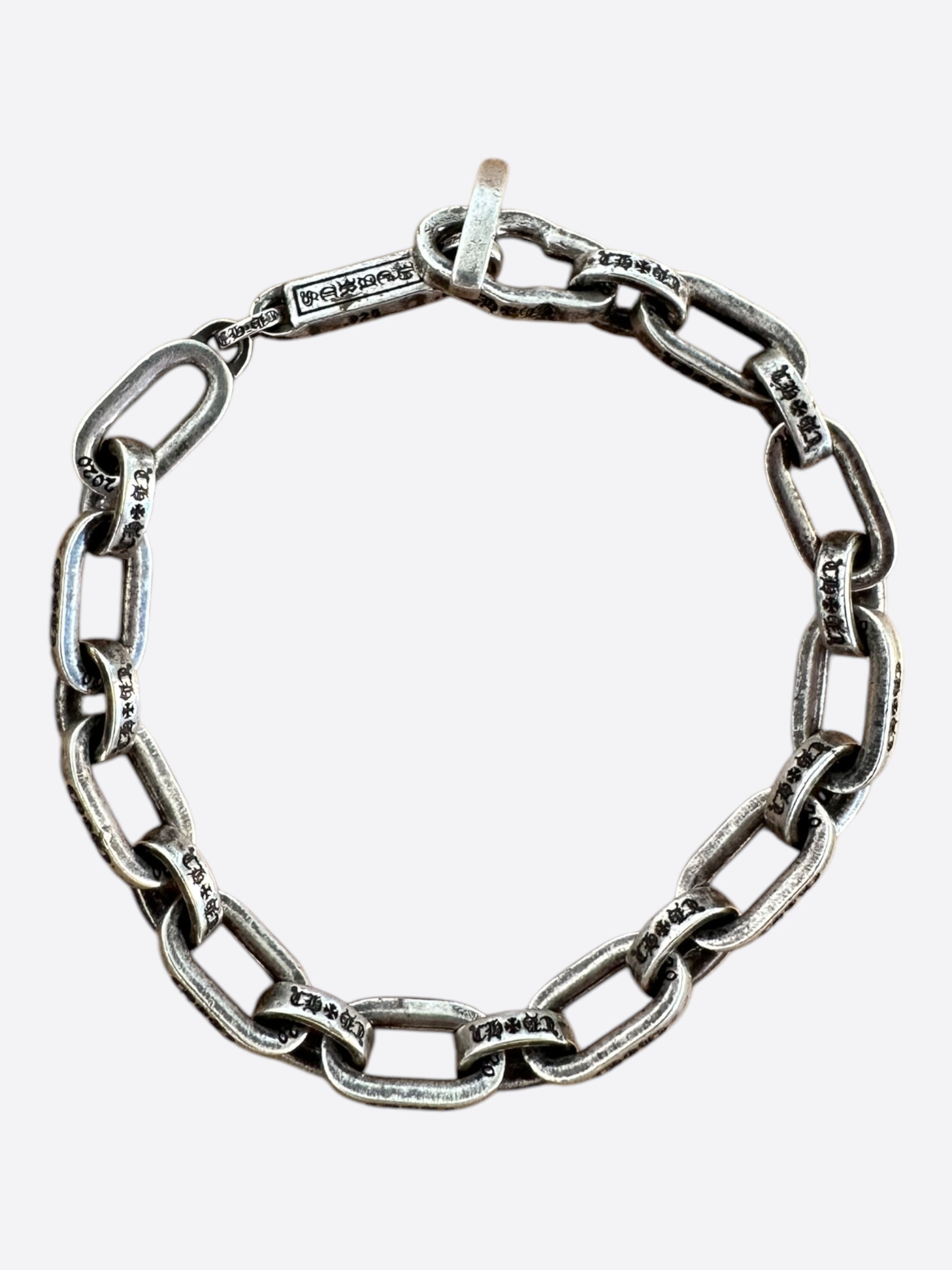 Chrome Hearts Silver Paper E Chain Bracelet for Men & Women | Stylish Punk Gothic Jewelry for Everyday Wear & Special Occasions