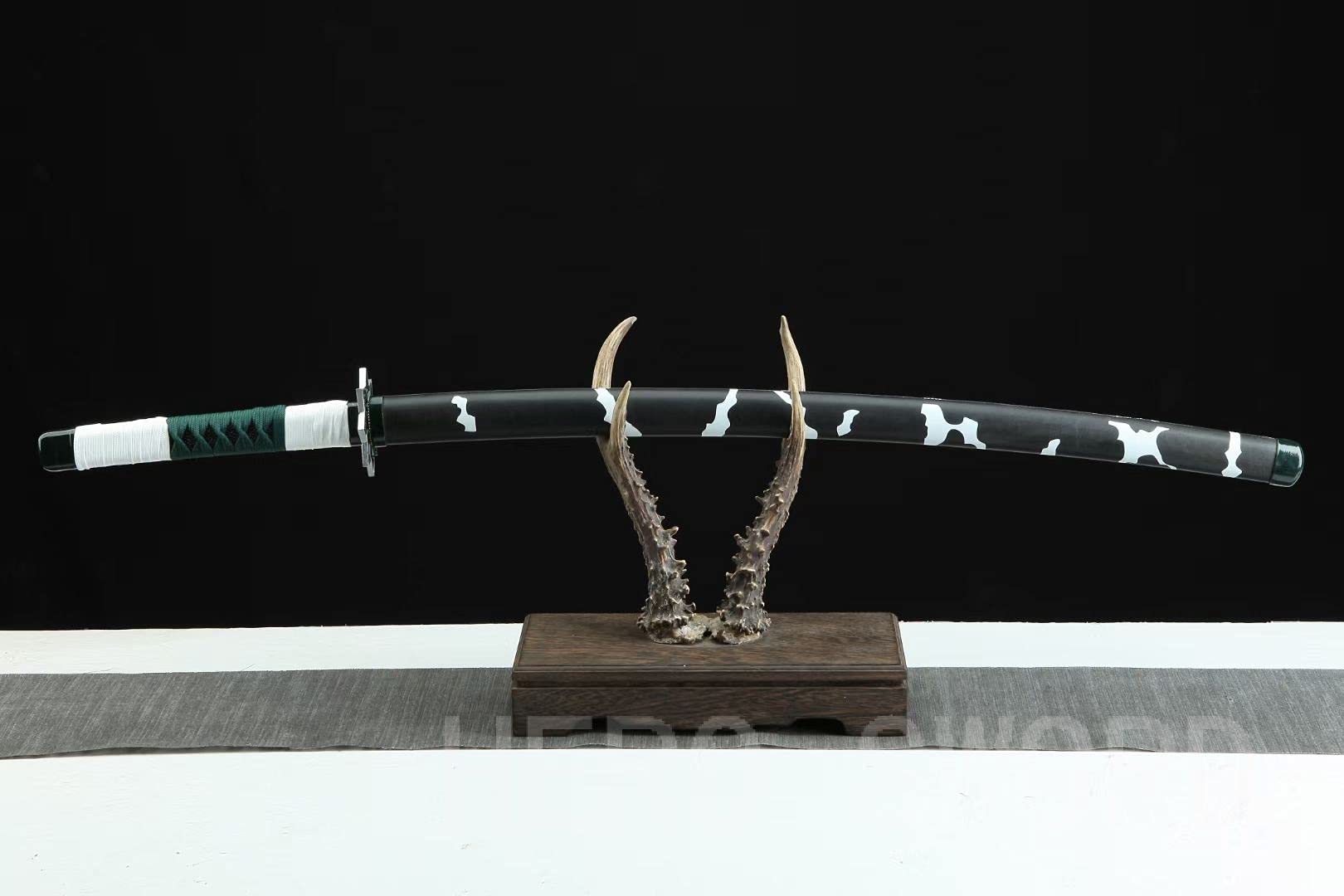 HERO SWORD Japanese Anime Katana - Hand Forged 1045 Carbon Steel Samurai Sword, Full Tang Handmade Sharp Blade - Demon Slayer Inspired Katana for Cosplay, Martial Arts Training & Collection