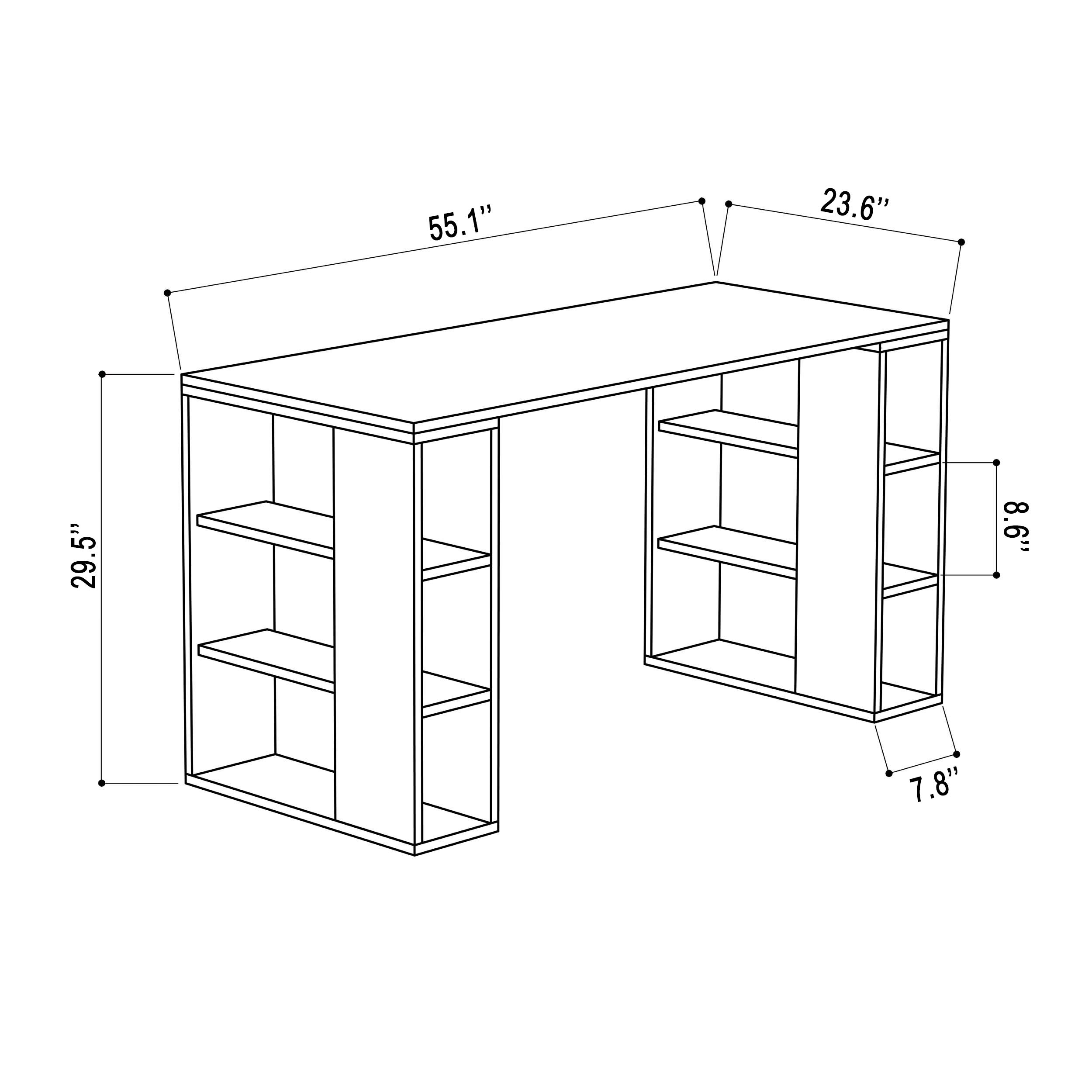 Dixon Home Office Desk 55.12'' Wide, White & Burgundy Modern Writing Table with Storage Shelf - Perfect for Small Spaces, Remote Work & Study