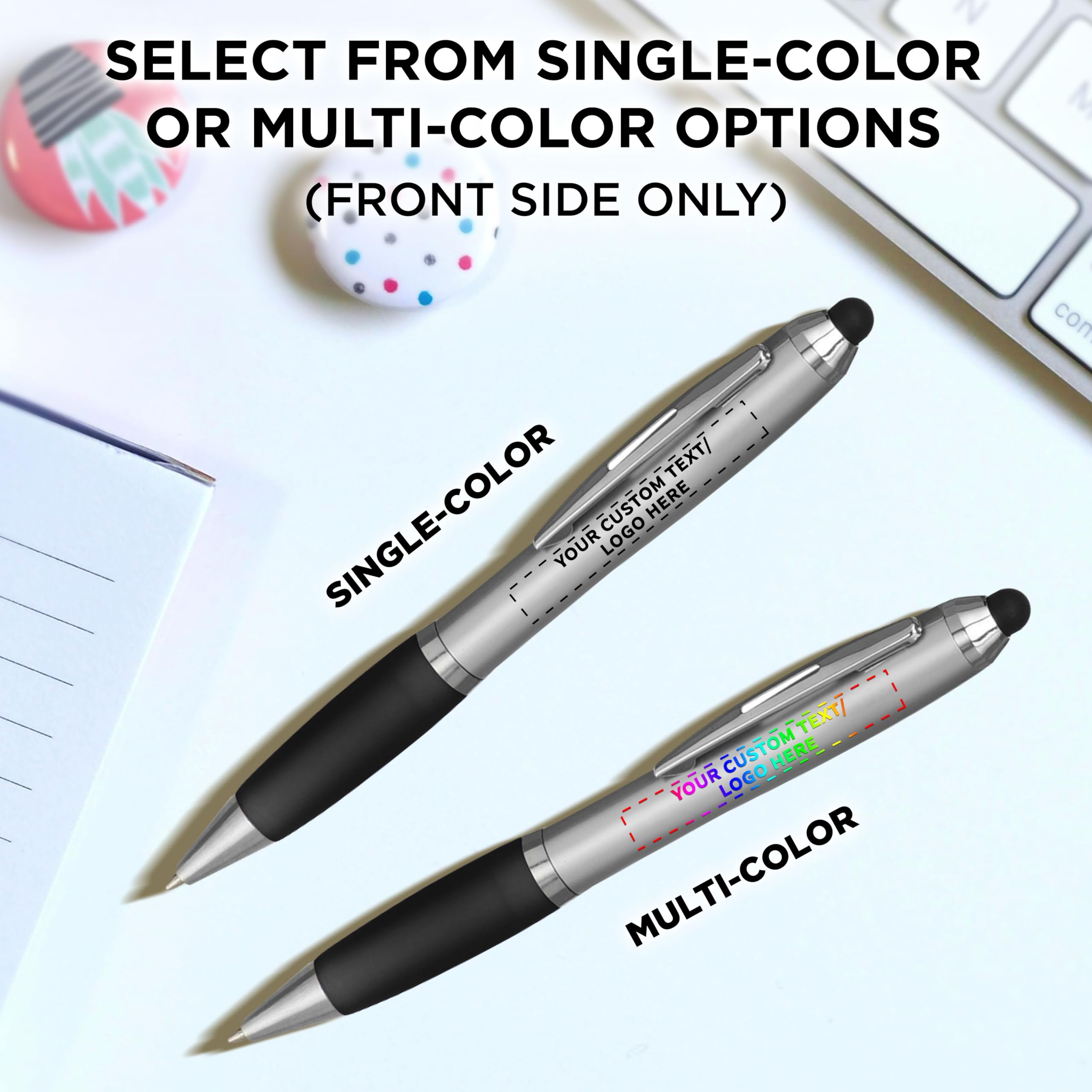Custom Stylus Ballpoint Pens - 100 Pack Bulk Order with Black Ink | Personalized Promotional Pens for Office, School & Business | Perfect for Tradeshows, Events & Corporate Gifts