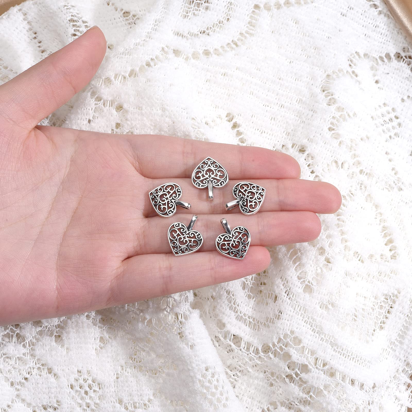100pcs Alloy Hollow Heart Pendant Charms for DIY Jewelry Making - Necklace & Bracelet Craft Supplies - Perfect for Handmade Gifts, Party Favors, and Fashion Accessories