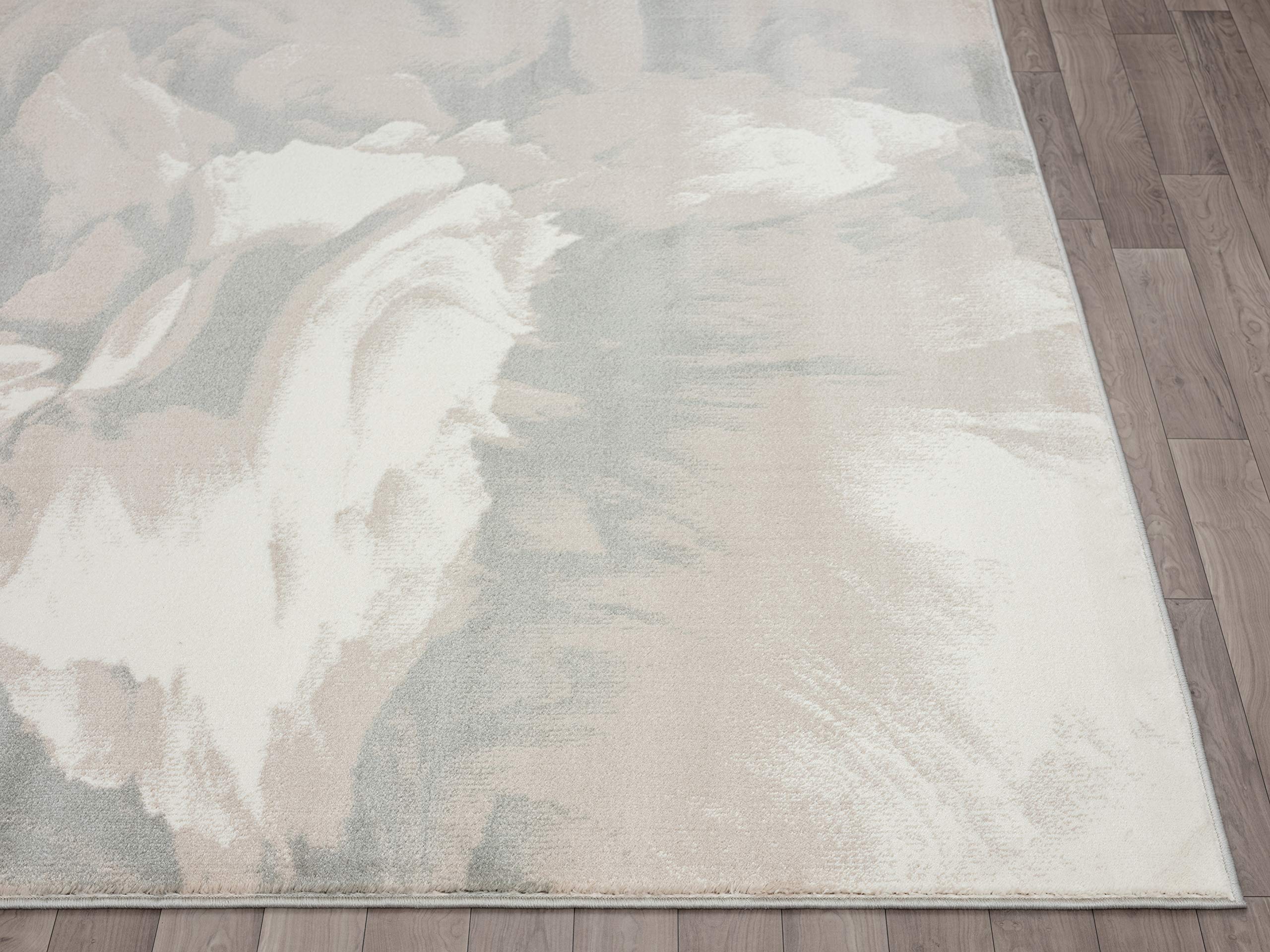 Abani Modern 6' x 9' Neutral Beige & Cream Swirl Area Rug - Contemporary Geometric 3D Design for Bedroom, Living Room & Office - Soft & Durable Home Decor