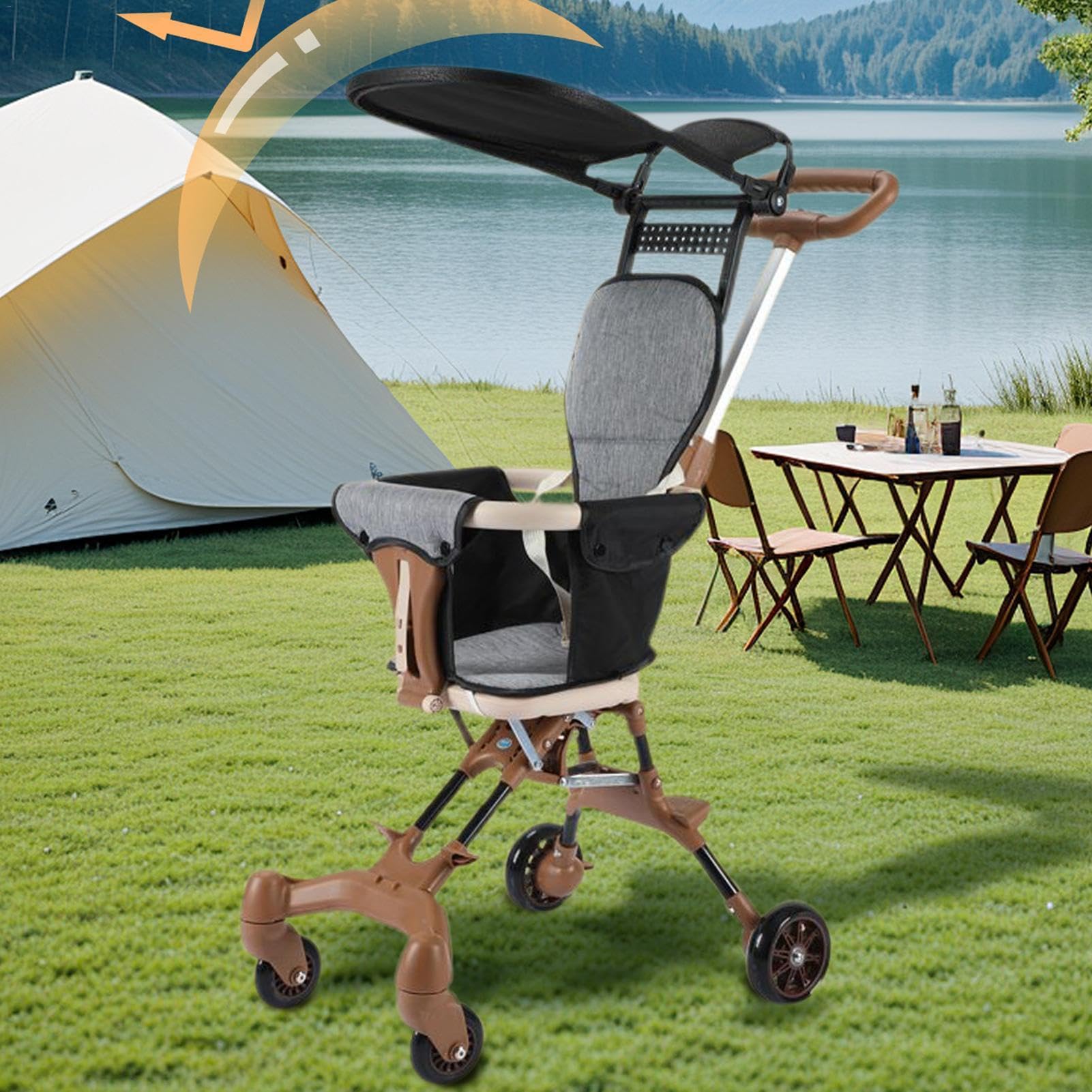 Lightweight Toddler Stroller with Rotatable Two-Way Seat - Portable Travel Stroller for Airplane & Car Trunk Storage, Detachable Canopy | Perfect for Traveling Parents, Shopping, and Outdoor Walks