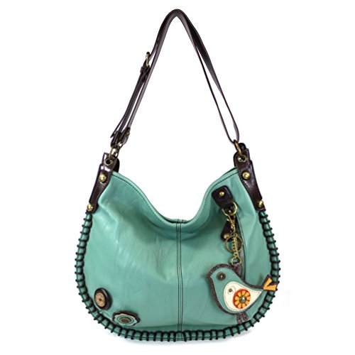 Turquoise Hobo With Bird Charm
