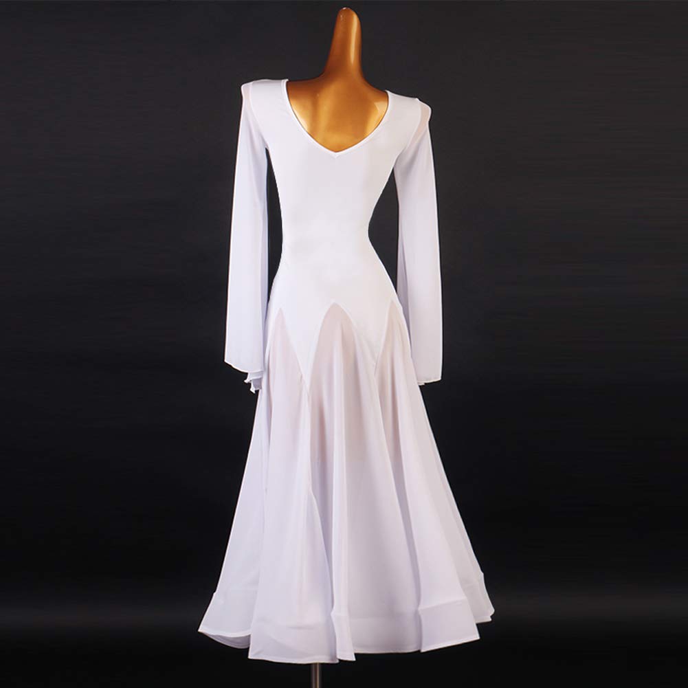 Elegant White Ballroom Dance Dress for Women - Tango, Waltz, Standard & Smooth Competition - Perfect for Latin, Social & Professional Dance Events