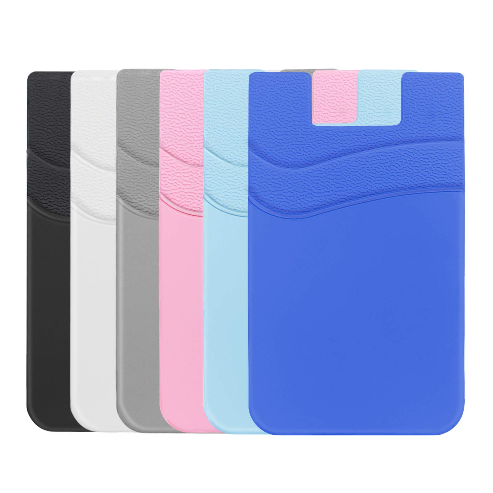 Stick On Phone Wallet - 2 Pocket Adhesive Card Holder for iPhone, Samsung & Most Smartphones | Secure Credit Card & ID Storage | 6 Pack | Perfect for Travel, Gym & Everyday Use