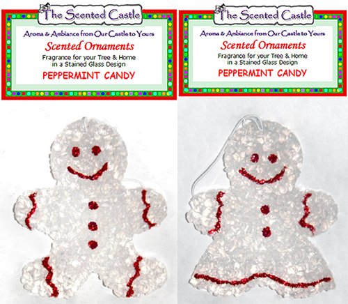 2 Pack Peppermint Candy Scented Air Fresheners - Christmas Gingerbread Boy & Girl Car Air Fresheners for Home, Office & Car - Long Lasting Fragrance for Holidays & Gifts