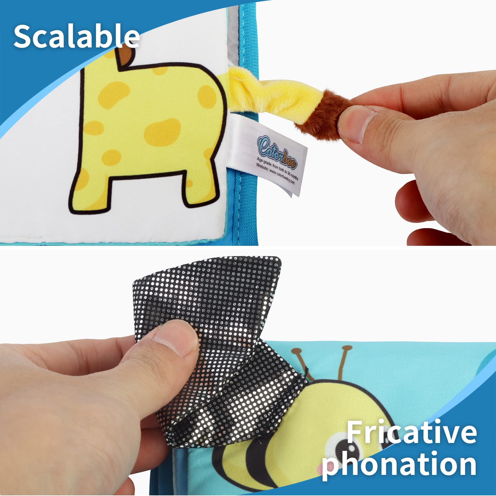 Caterbee Baby Mirror Toys - Soft Tummy Time Cloth Book with Safe Mirror & Crinkle Sounds for Early Learning | Developmental Sensory Play for Newborns & Toddlers | Perfect for Playtime, Travel & Nursery Activities