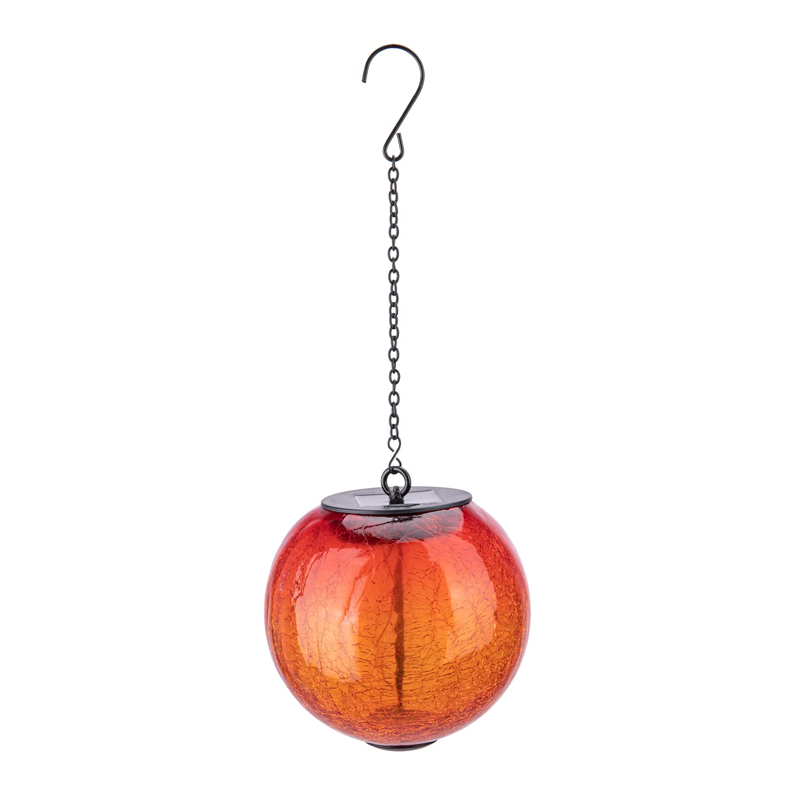 Outdoor Solar Lanterns - Waterproof Hanging Cracked Glass Ball Lights with LED, Solar Powered for Porch, Patio, Garden Decor | Perfect for Outdoor Parties, Weddings & Pathway Lighting (Orange)
