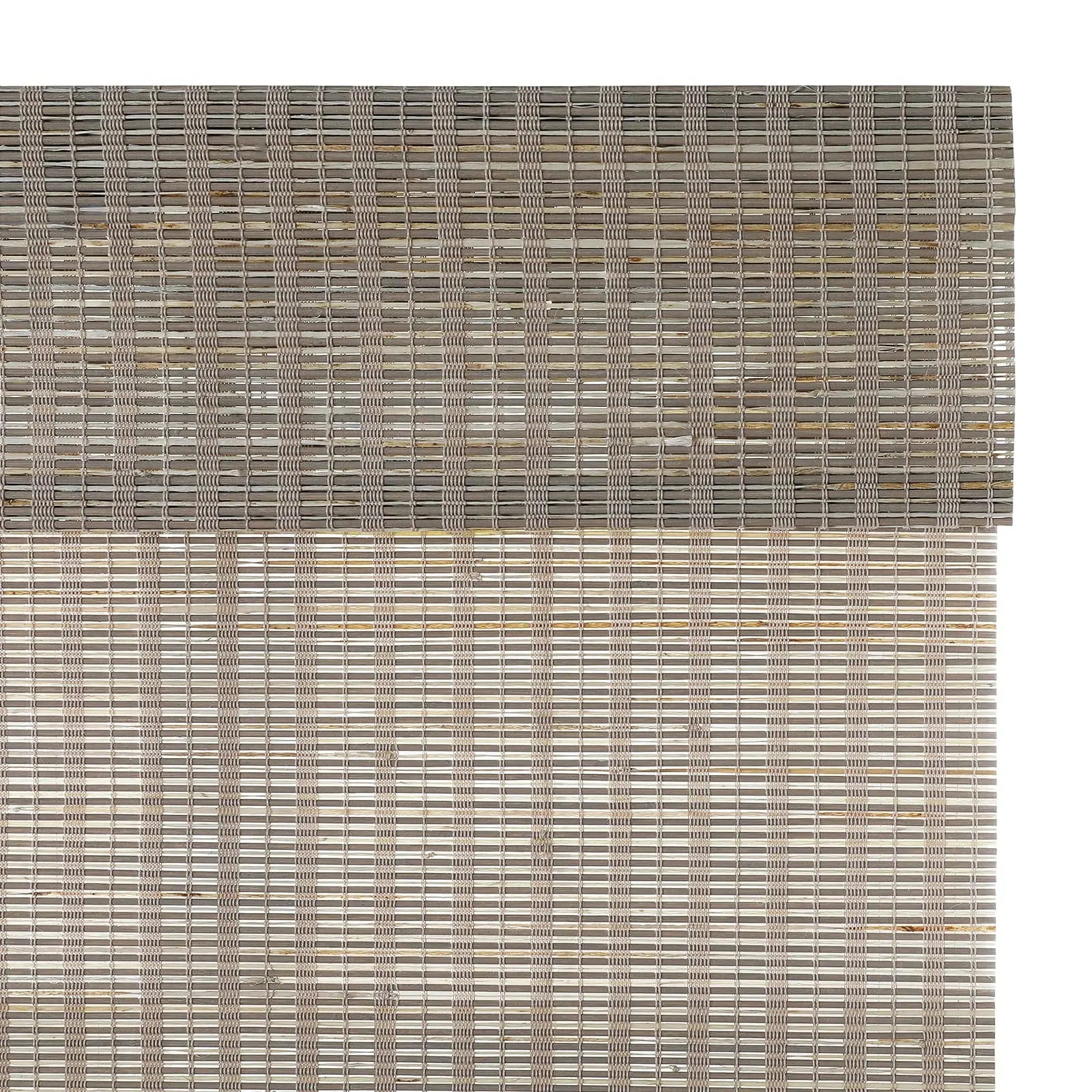Natural Ramie Bamboo Woven Window Shade - Woodsmoke Color | Eco-Friendly Room Darkening Window Treatment for Living Room & Bedroom