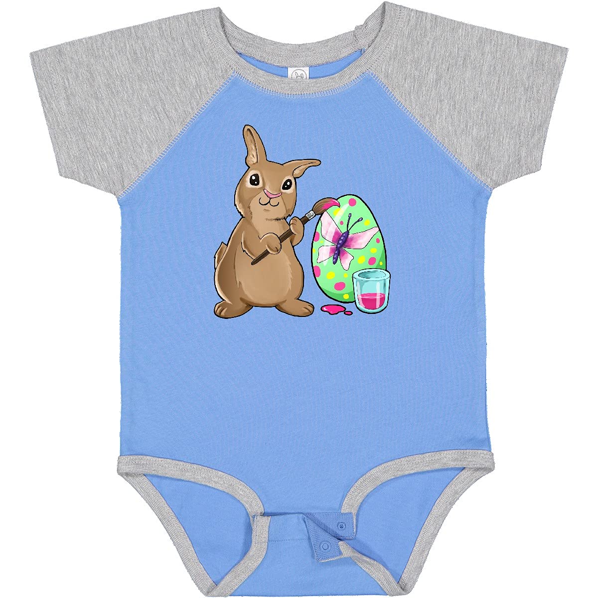Inktastic Adorable Brown Easter Bunny Painting Egg Baby Bodysuit - Soft Cotton Onesie for Easter Outfits, Spring Photoshoots & Holiday Family Gatherings
