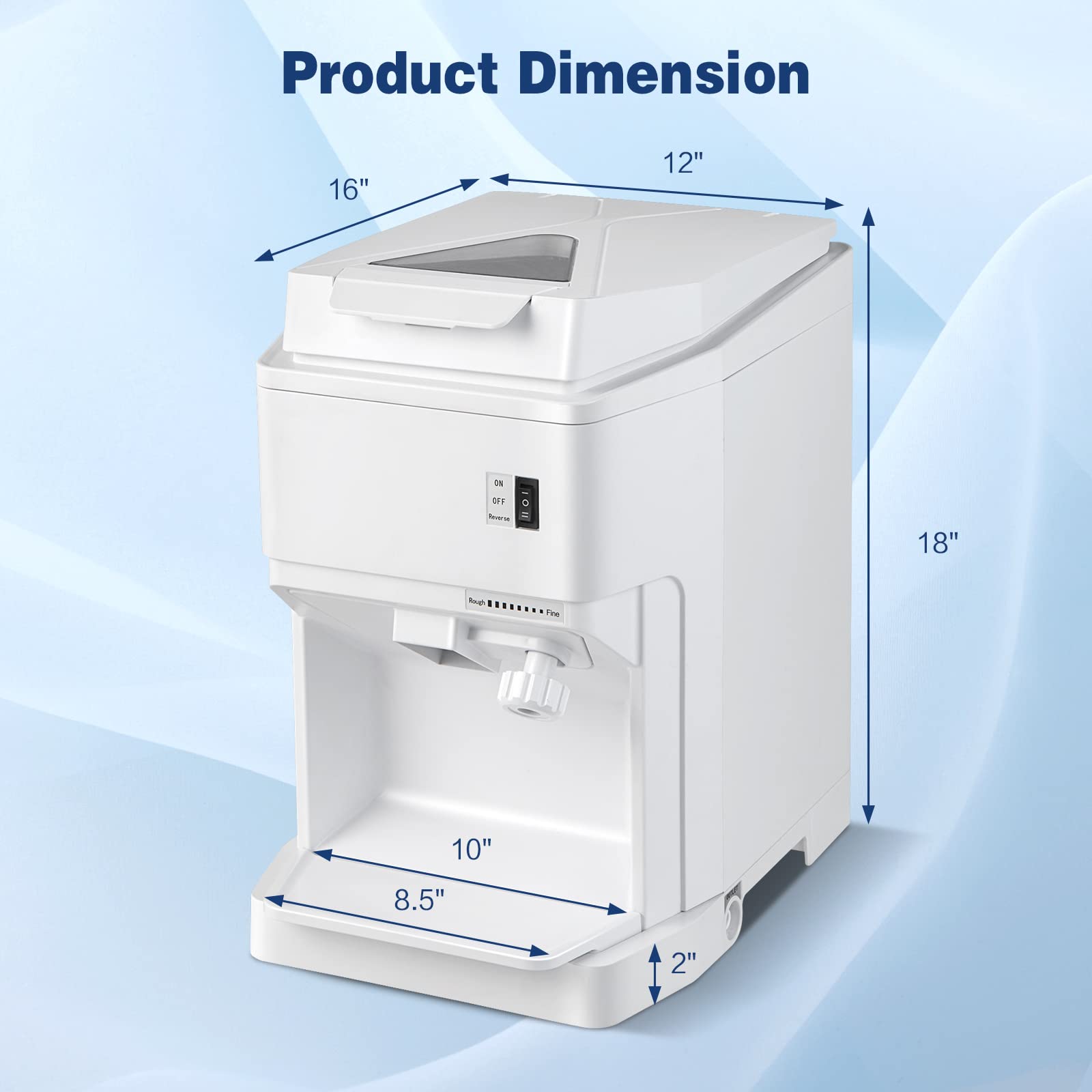 Electric Ice Crusher Shaver Machine - 460W Adjustable Snow Cone Maker with 265LBS/H Capacity - Commercial & Home Use for Cocktails, Slushies, and Desserts - White (Perfect for Parties, Cafes, and Restaurants)