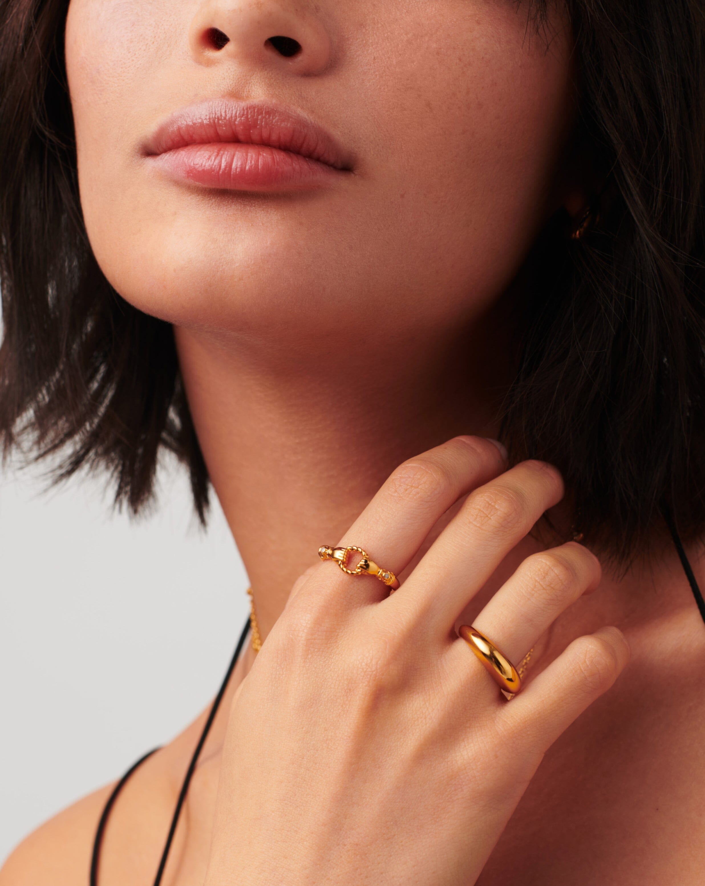 Harris Reed In Good Hands Stacking Ring - 18k Gold Plated Cubic Zirconia & Black Onyx Jewelry for Women | Elegant Layering Ring for Everyday Wear, Date Night & Special Occasions