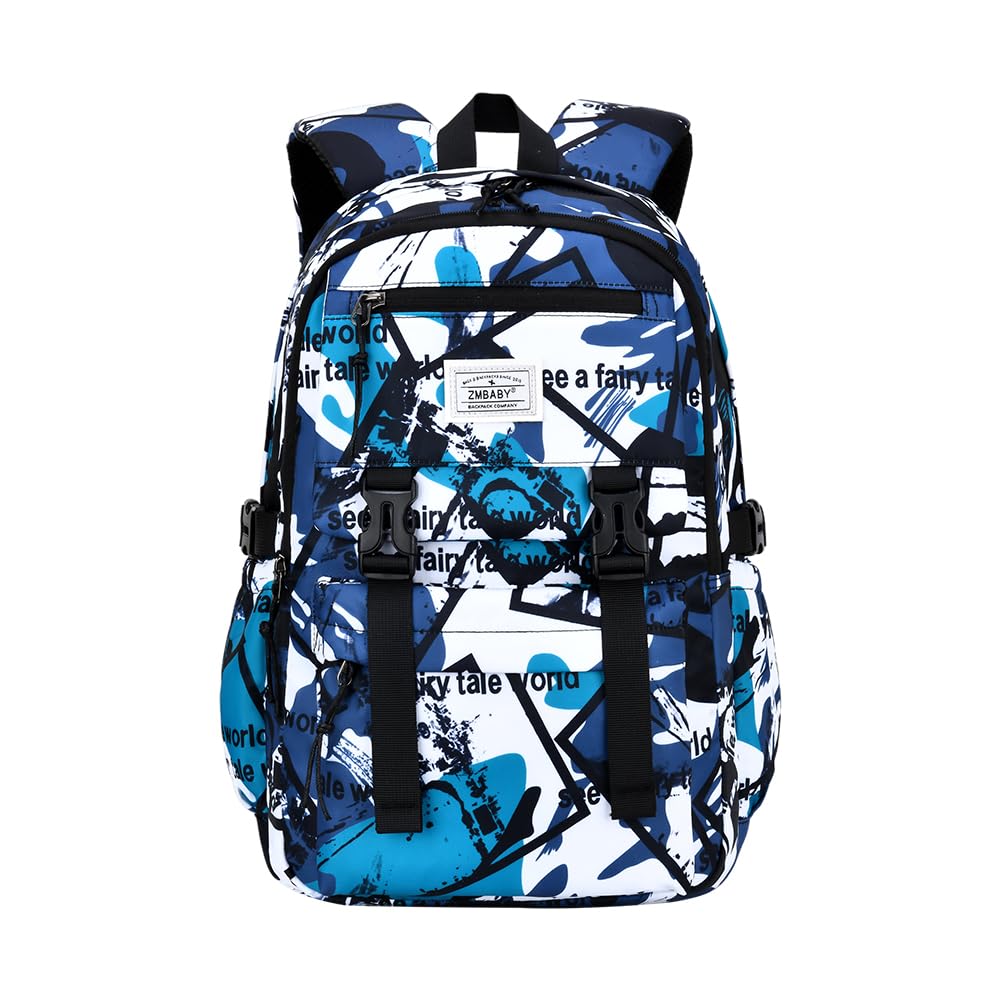 MATMO Camouflage Backpack for Kids & Adults - Boys Girls School Backpack, Lightweight Student Backpack, Durable Camo Daypack for Hiking, Travel & Daily Use (Blue, Small)