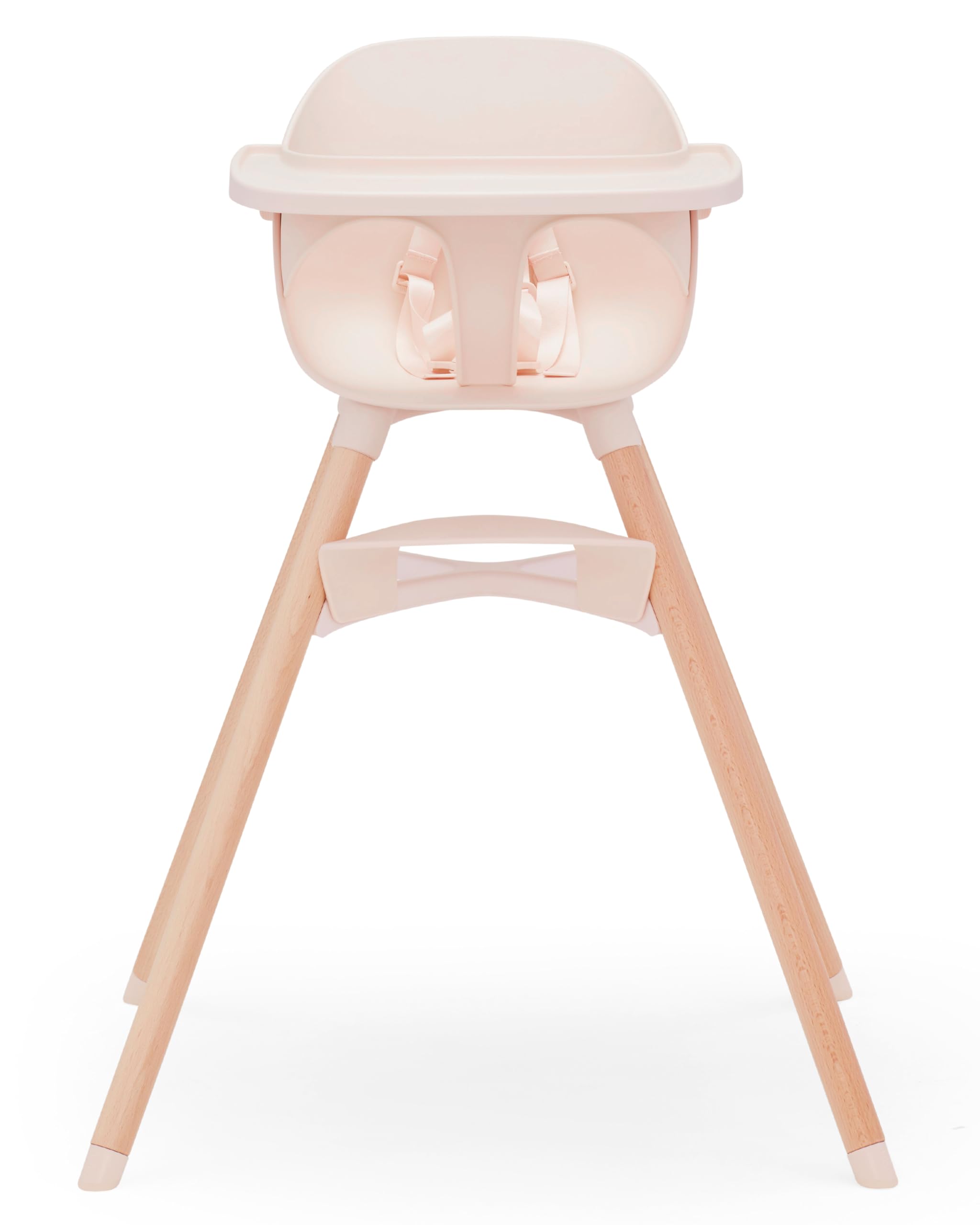 Lalo The Chair 3-in-1 Convertible Wooden High Chair for Babies & Toddlers | Adjustable Footrest, Dishwasher Safe Tray | Grapefruit Color | Perfect for Dining, Weaning & Playtime Activities