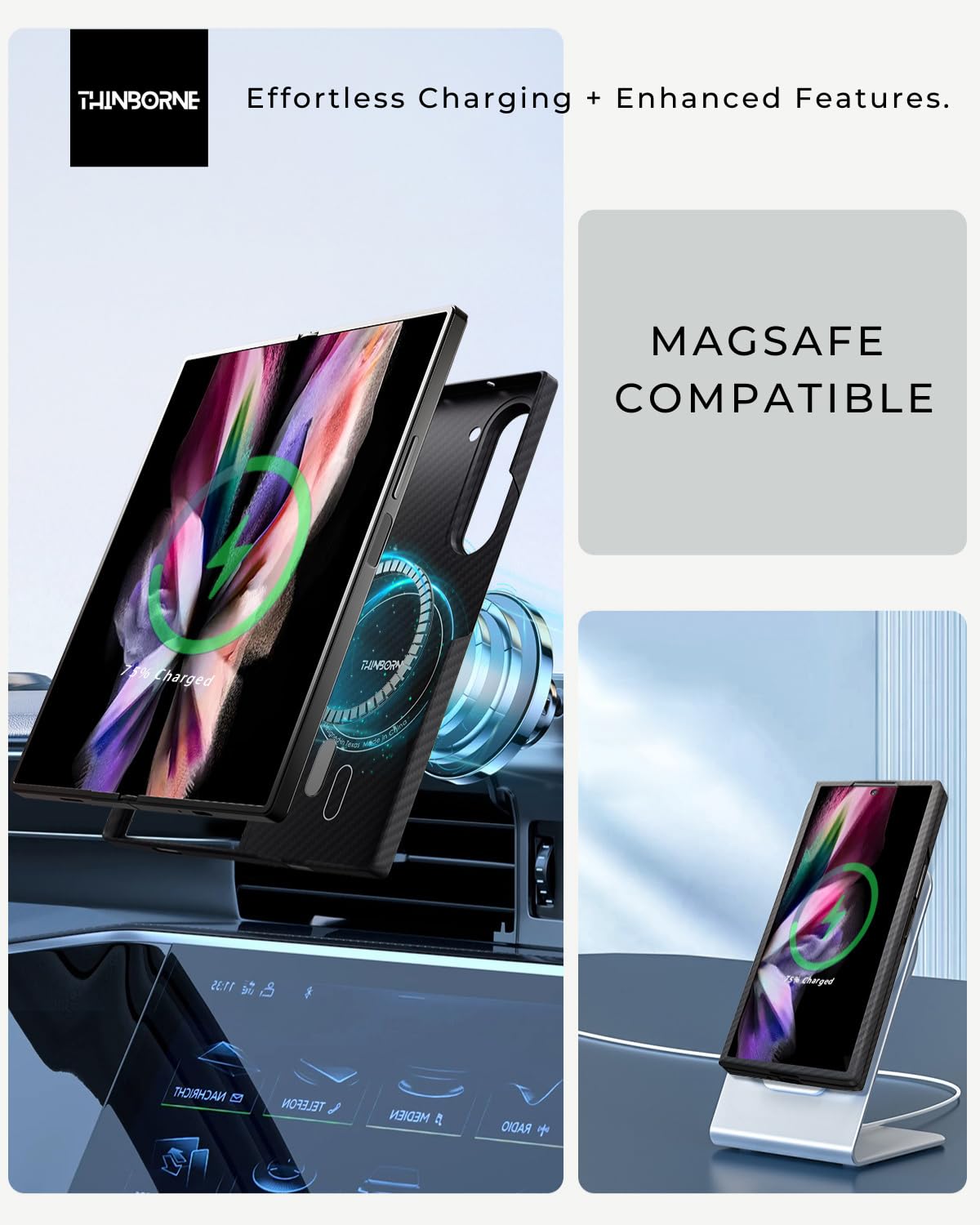 Ultra Thin Samsung Galaxy Z Fold 6 Case - 600D Aramid Fiber Magnetic Cover with Carbon Fiber Texture | Slim Protective Phone Case for Business & Travel | Minimalist Design for Everyday Use