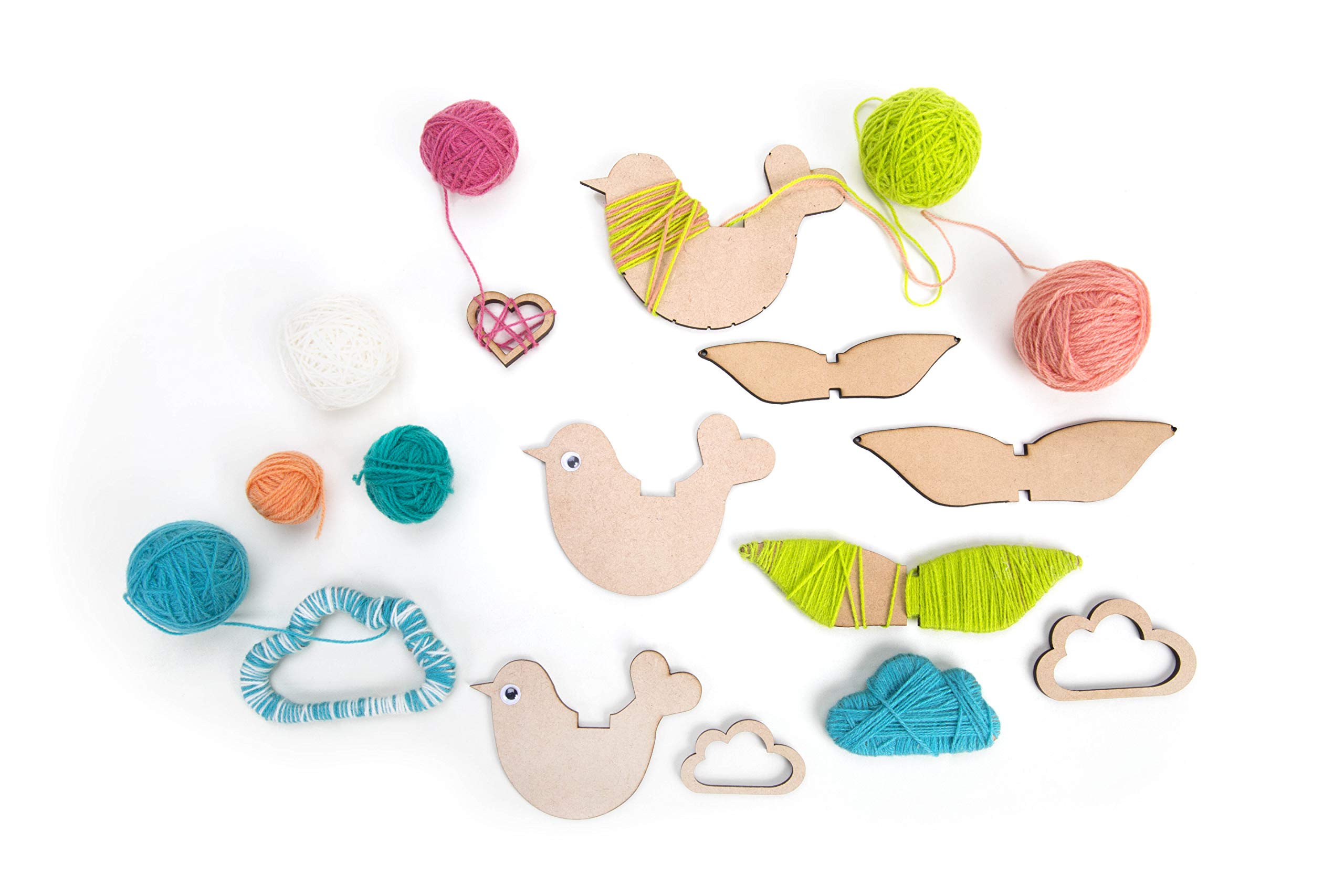 Chalk & Chuckles Yarn Birds Baby Mobile - Handmade String Craft Kit for Toddlers & Kids | Nursery Decor, Early Learning Toy, DIY Activity for Fine Motor Skills Development