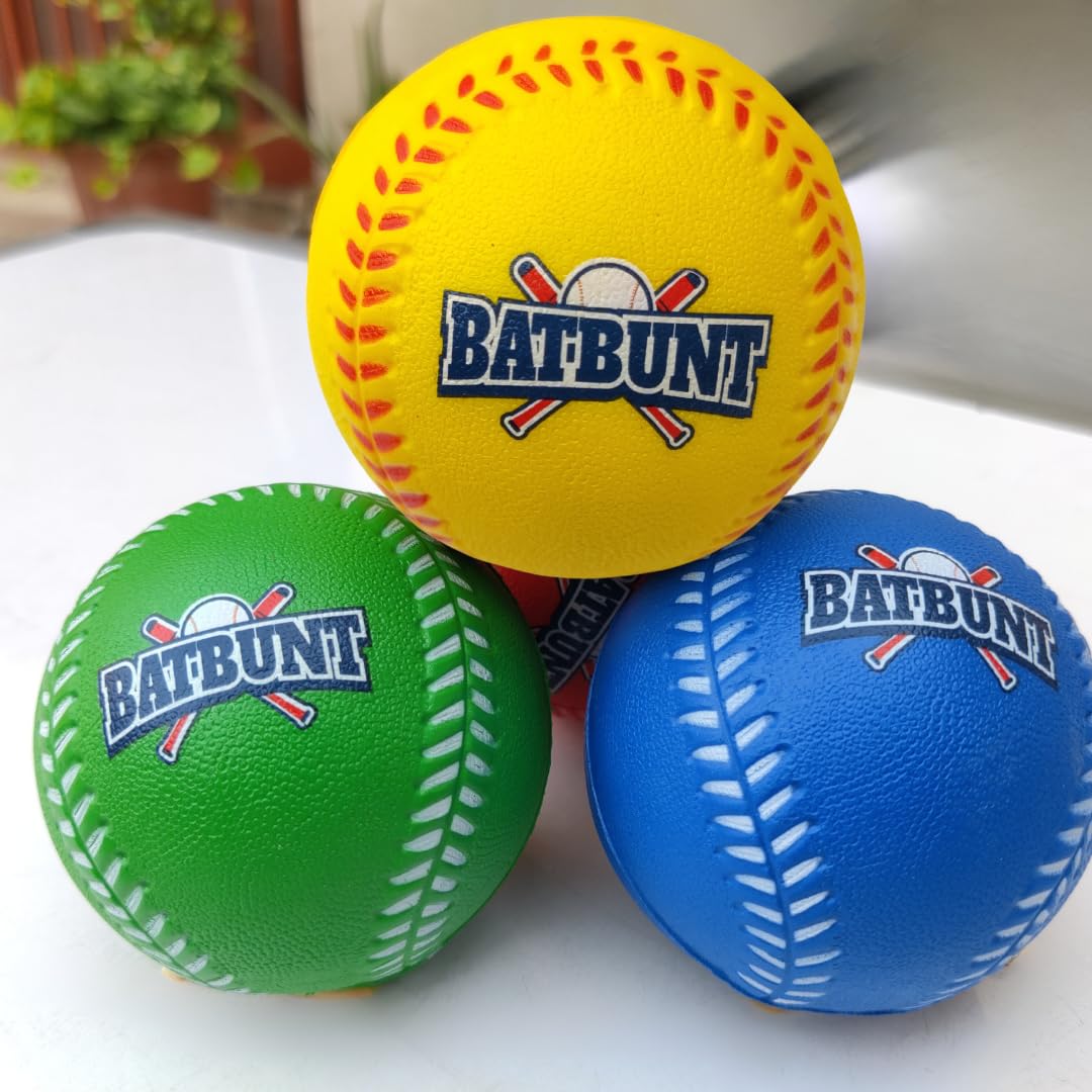 Soft Foam Baseballs for Kids & Teens - 4 Pack Training Balls (Red, Blue, Yellow, Green) | Safe Squishy Practice Baseballs for Hitting Drills, T-Ball Games & Backyard Play | Perfect for Youth Baseball Training, Batting Practice & Replacement Balls