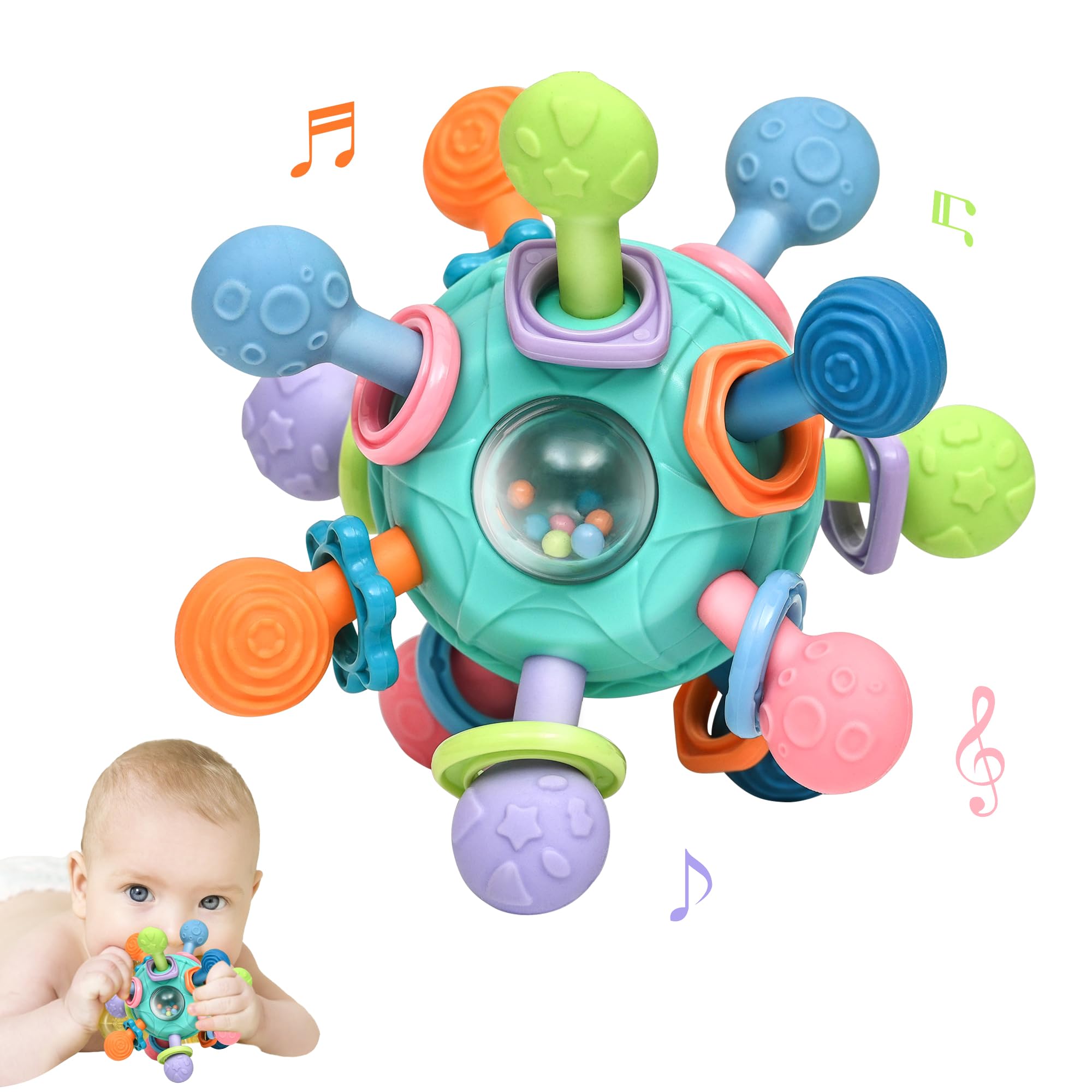 Montessori Baby Teething Toys for 0-12 Months - BPA Free Sensory Chew Toys for Infants & Toddlers (0-18 Months) - Developmental Learning Rattle Toys - Perfect Baby Shower Gift for Boys & Girls - Ideal for Soothing Gums, Sensory Play & Early Education