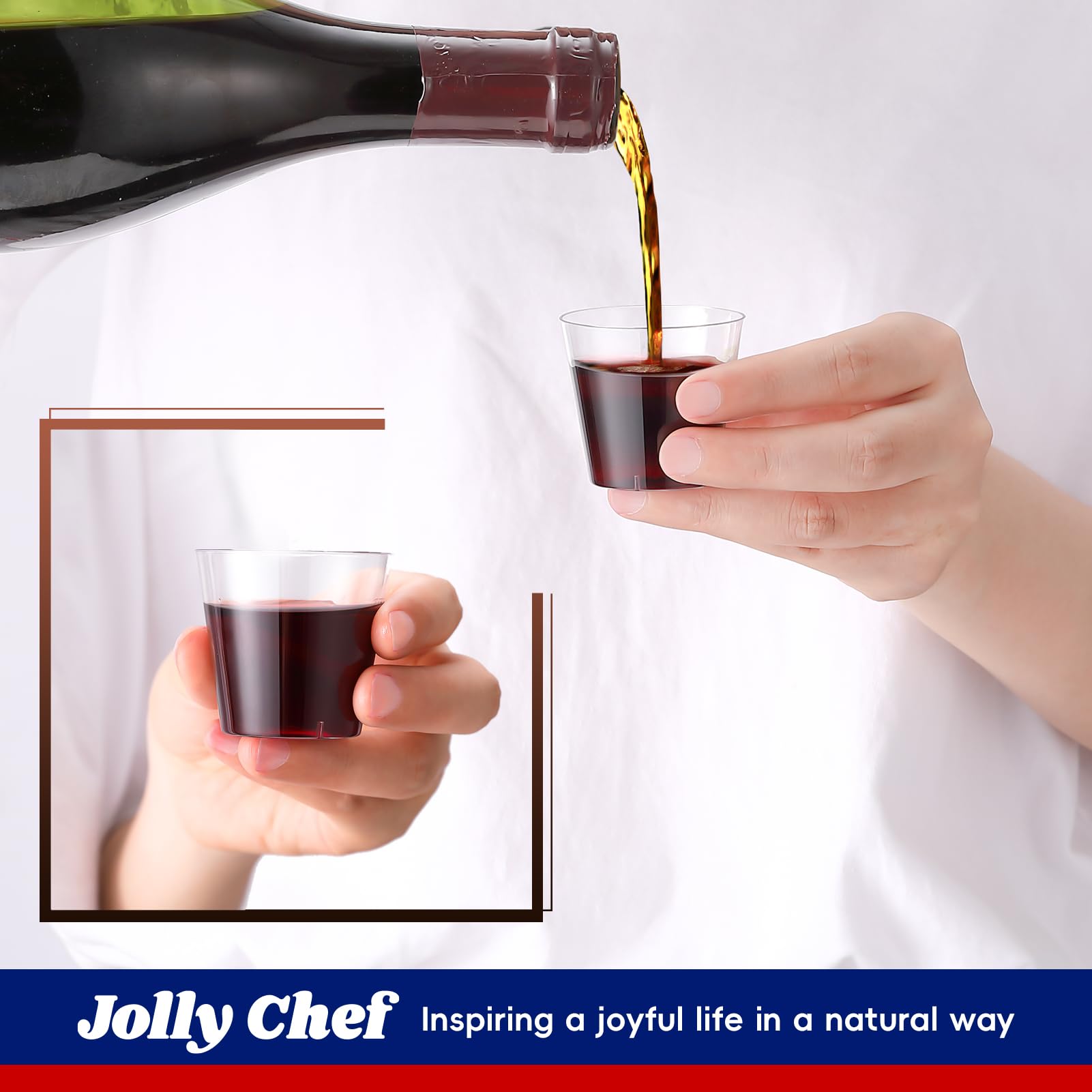 JOLLY CHEF 1000 Pack 1 oz Plastic Shot Glasses - Disposable Tasting Cups for Whiskey, Wine, Cocktails & Food Samples - Perfect for Parties, Events, Catering & Sampling Stations